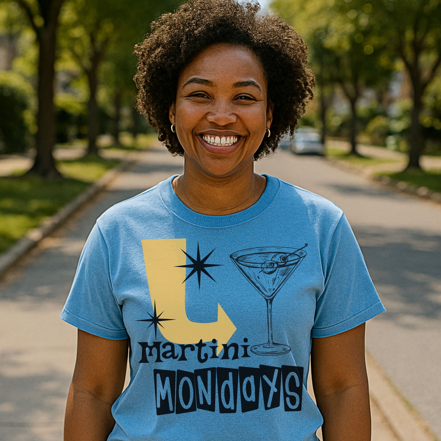 Retro Martini Cocktail T-Shirt, Martini Mondays, Funny Drink Shirt, Cocktail Lover Gift, Casual Party Tee, Weekend Vibes Apparel, Gift for Friends , Funny Vintage Happy Hour Tee