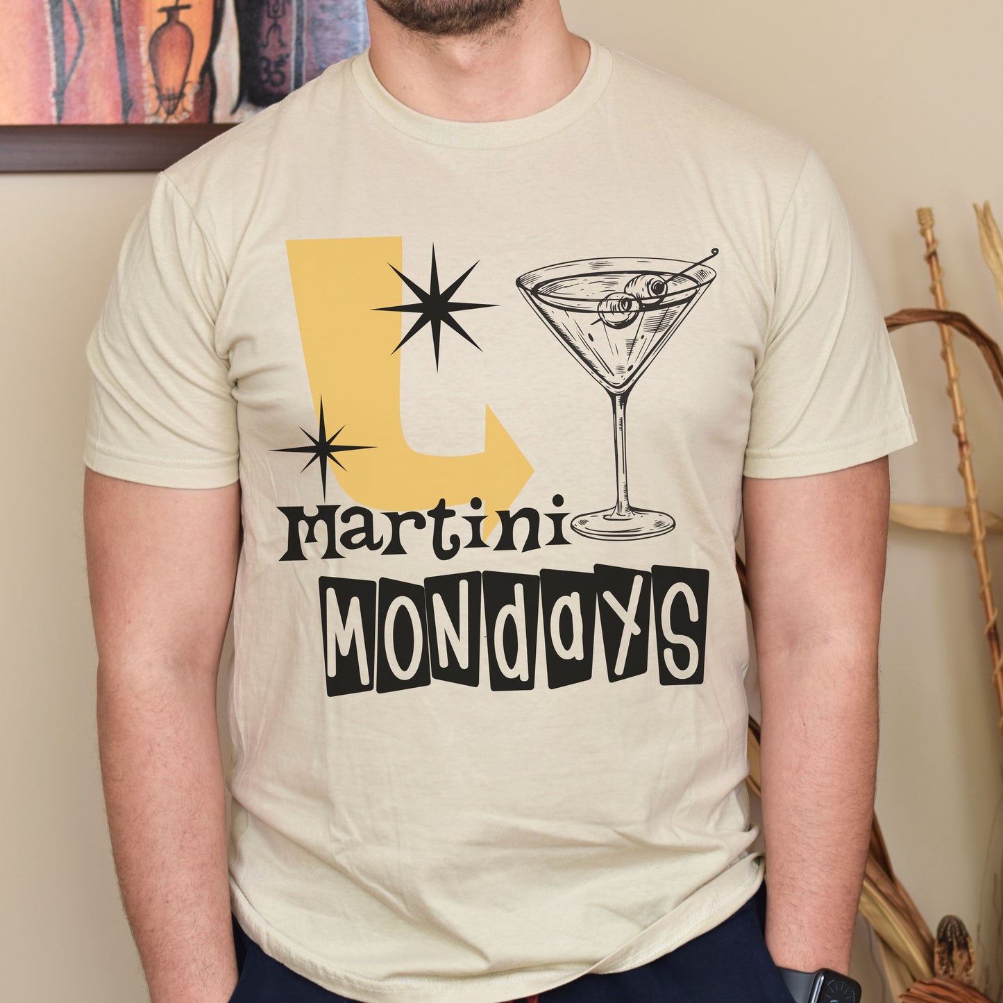 Retro Martini Cocktail T-Shirt, Martini Mondays, Funny Drink Shirt, Cocktail Lover Gift, Casual Party Tee, Weekend Vibes Apparel, Gift for Friends , Funny Vintage Happy Hour Tee