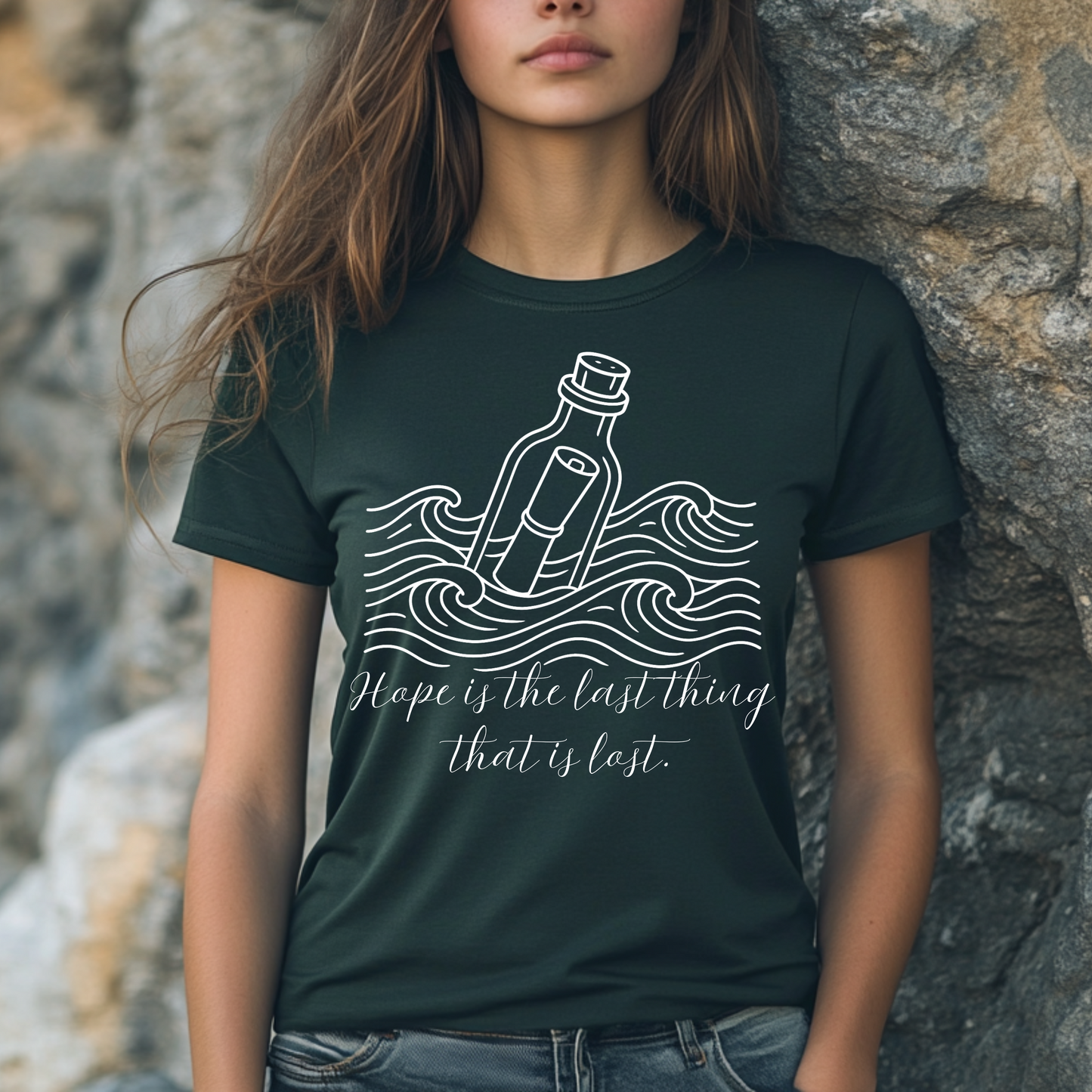 Hope Message in a Bottle T-Shirt – Inspirational Graphic Tee for Dreamers & Believers