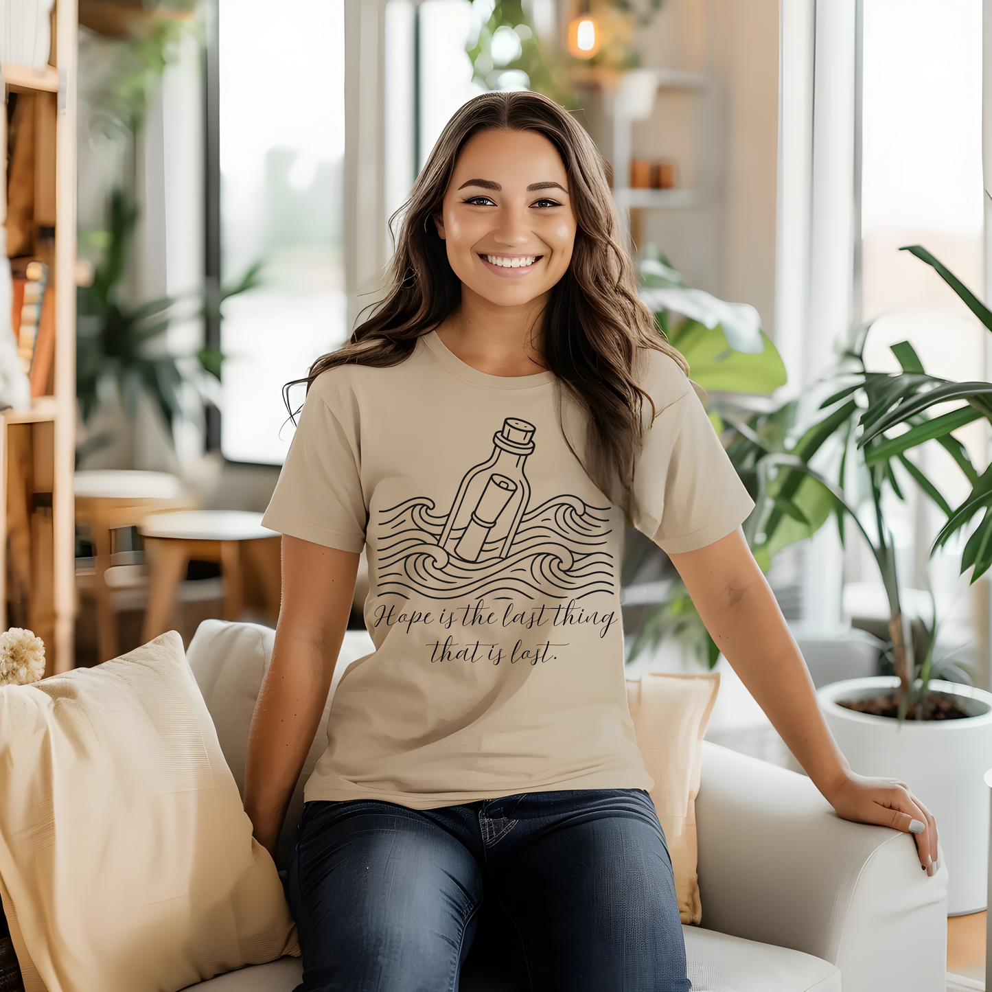 Hope Message in a Bottle T-Shirt – Inspirational Graphic Tee for Dreamers & Believers