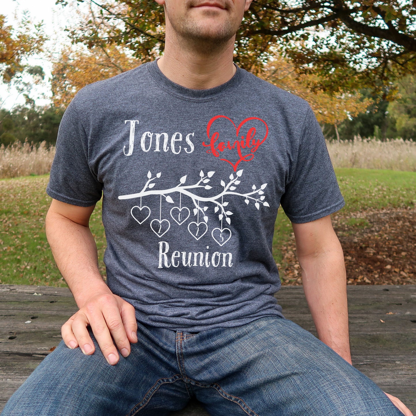 Family Reunion Heart T-Shirt , Family Gathering Shirt, Matching Family Tees, Personalized Family Apparel, Heart Unisex Softstyle Tee Fam1