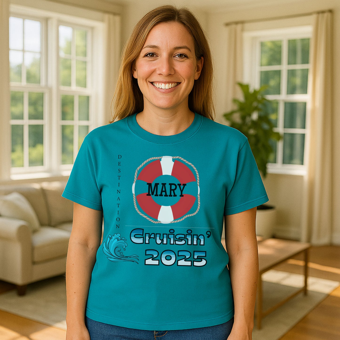 Custom “Cruisin' ” Cruise Vacation T-Shirt, Cruisin' Unisex Softstyle T-Shirt, Summer Vacation Tee, Beach Trip Apparel, Gift for Travel Lovers, Nautical Theme Shirt, Personalized with Name