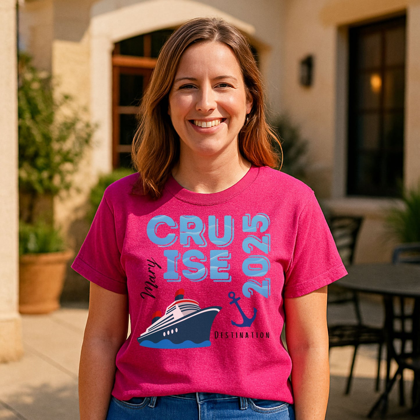 Cruise Adventure Unisex T-Shirt, Personalized “Cruise” T-Shirt with Ship Graphic , Custom Name Vacation Tee, Travel Shirt, Nautical Apparel, Gifts for Cruisers, Summer Trip Outfit