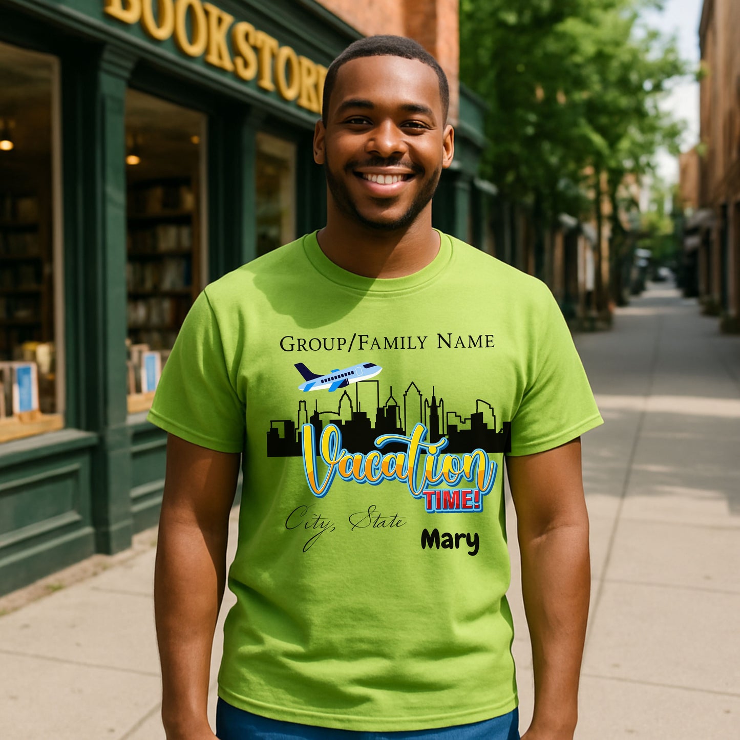 Personalized Vacation T-Shirt, Family Trip Shirt, Travel T-Shirt, Custom Group Vacation Tee, Summer Vacation Souvenir City Trip Custom “Vacation Time!” Family Trip T-Shirt, Personalized Group Name, City & State Travel Tee