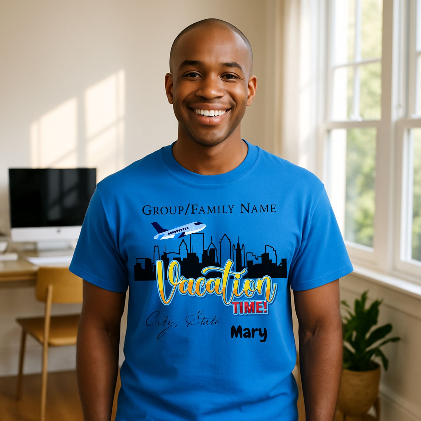 Personalized Vacation T-Shirt, Family Trip Shirt, Travel T-Shirt, Custom Group Vacation Tee, Summer Vacation Souvenir City Trip Custom “Vacation Time!” Family Trip T-Shirt, Personalized Group Name, City & State Travel Tee
