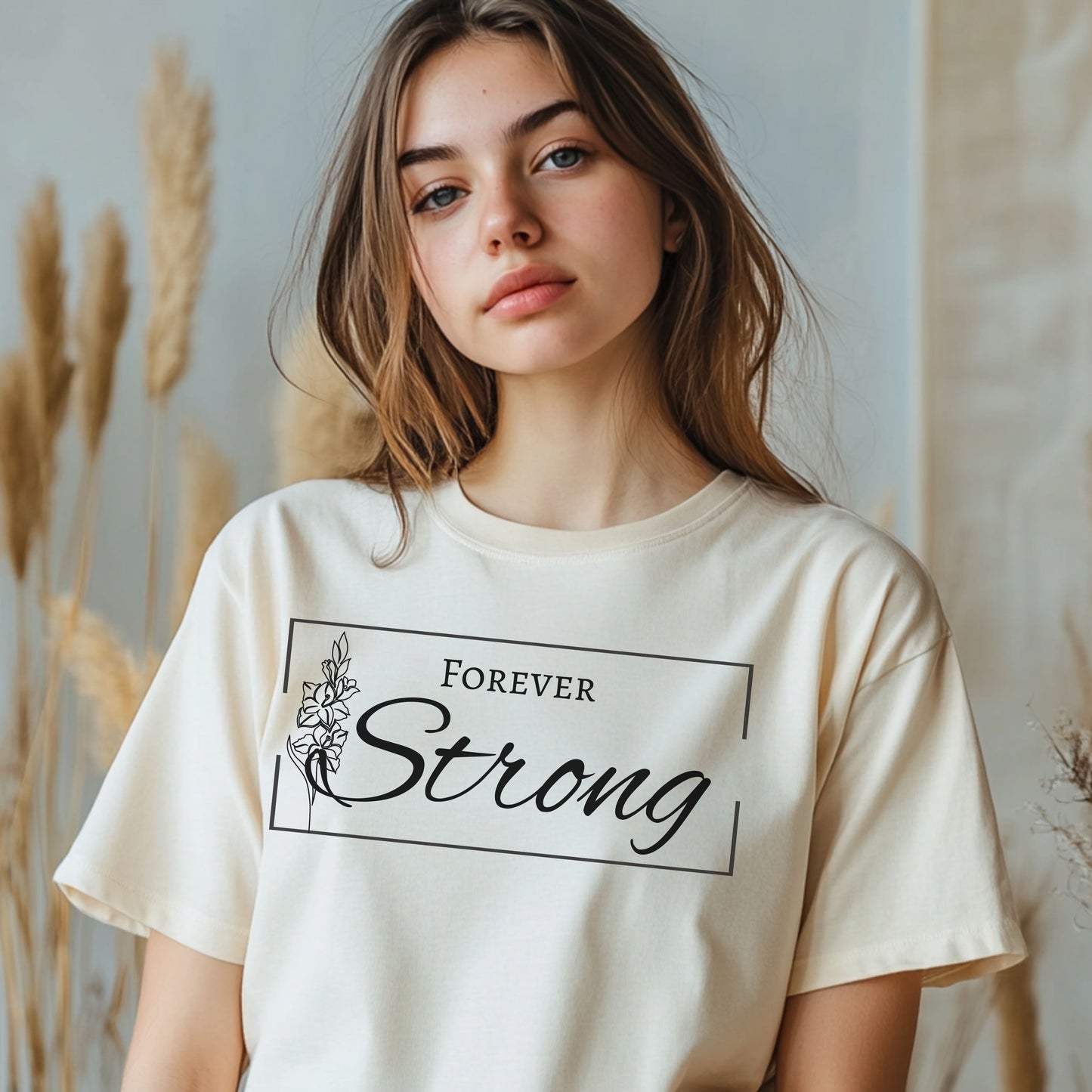 Forever Strong Gladiolus Flower T-Shirt – Inspirational Strength Graphic Tee