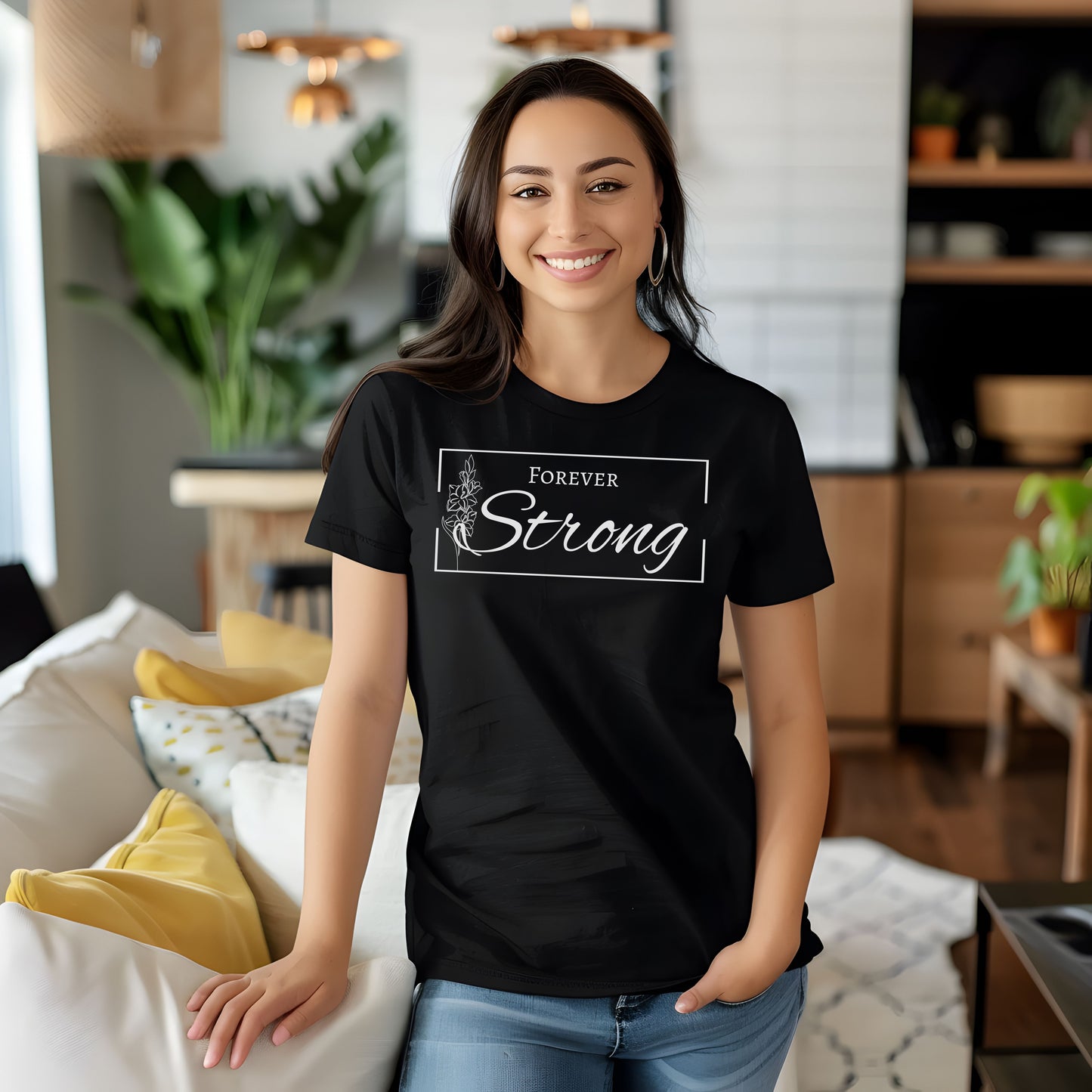 Forever Strong Gladiolus Flower T-Shirt – Inspirational Strength Graphic Tee