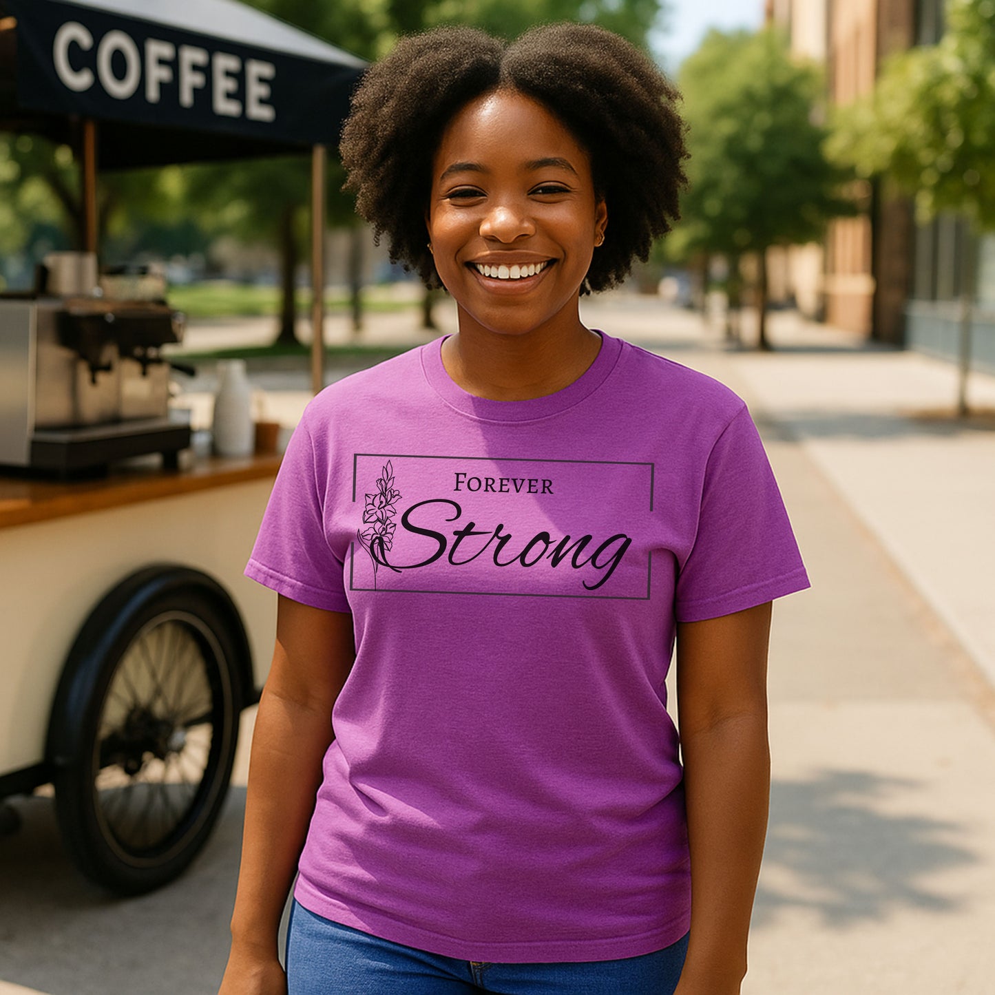 Forever Strong Gladiolus Flower T-Shirt – Inspirational Strength Graphic Tee