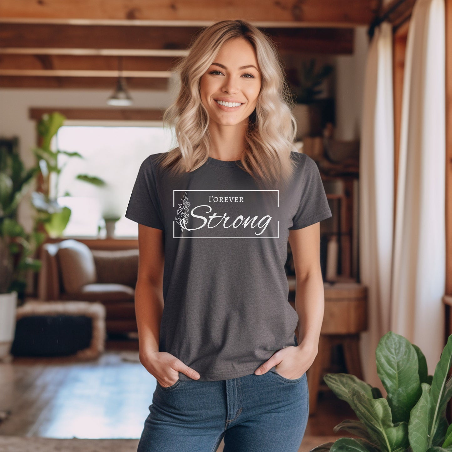 Forever Strong Gladiolus Flower T-Shirt – Inspirational Strength Graphic Tee