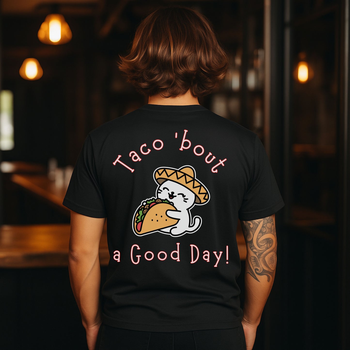 Taco 'Bout a Good Day Cat T-Shirt – Cute Sombrero Taco Cat Tee for Taco Lovers