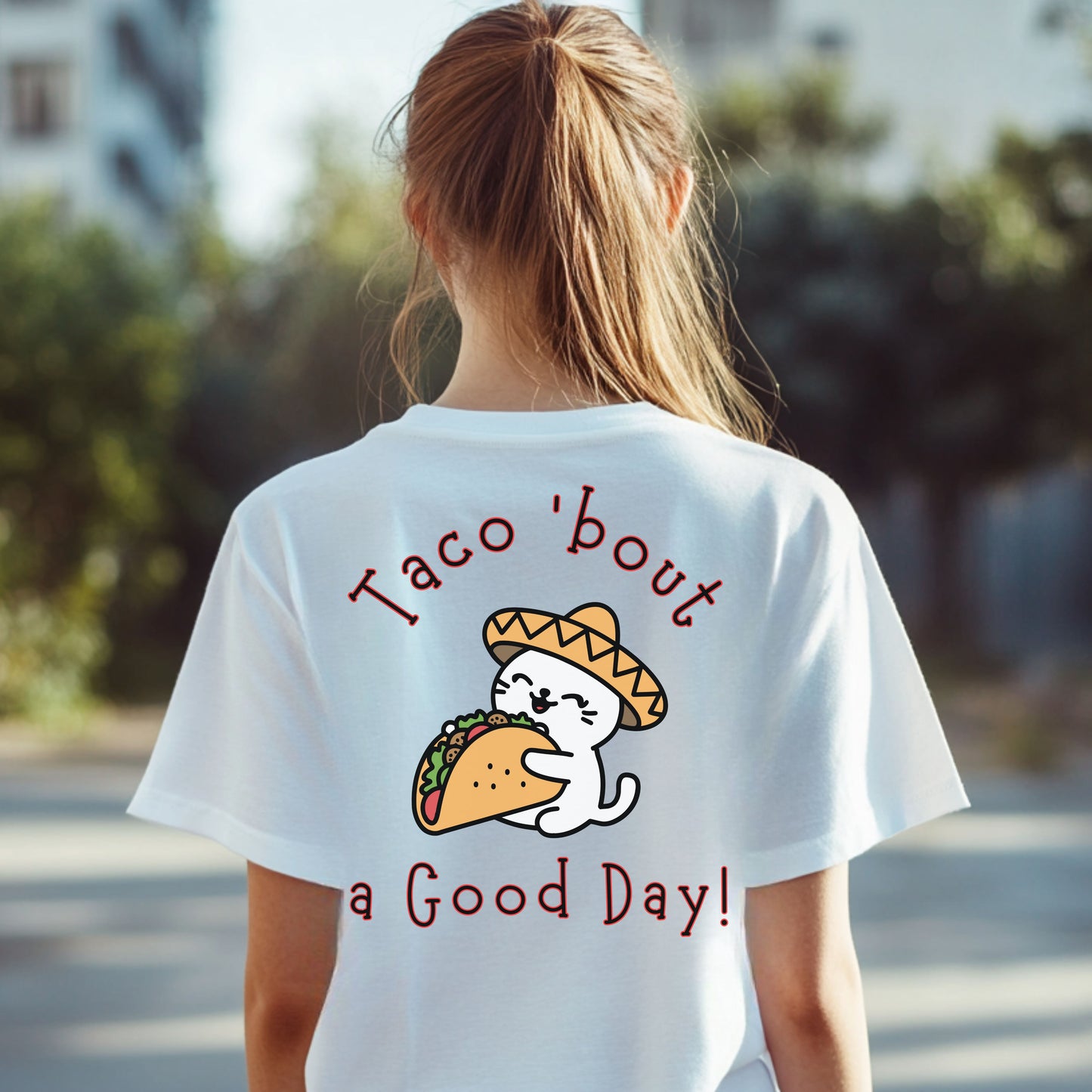 Taco 'Bout a Good Day Cat T-Shirt – Cute Sombrero Taco Cat Tee for Taco Lovers