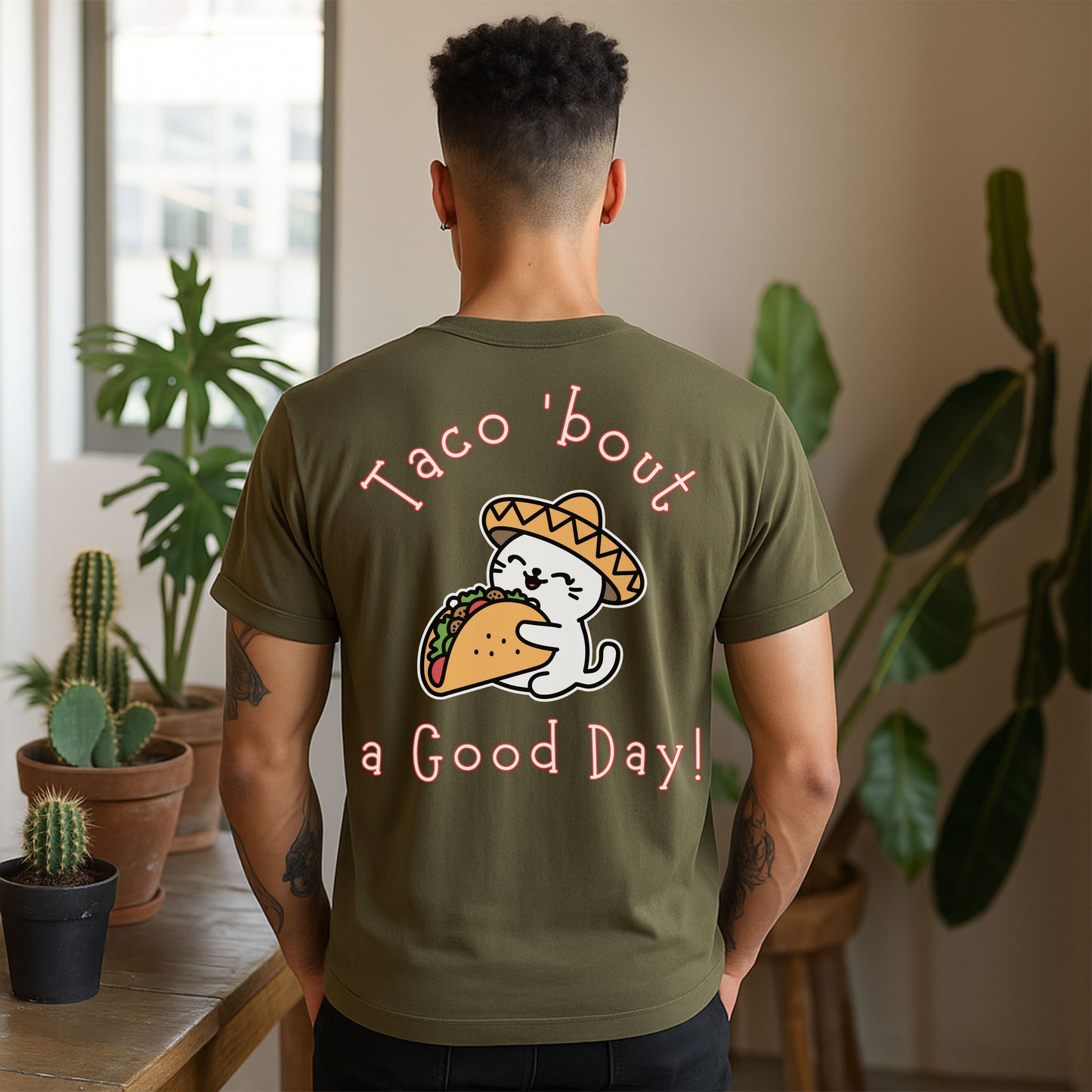 Taco 'Bout a Good Day Cat T-Shirt – Cute Sombrero Taco Cat Tee for Taco Lovers