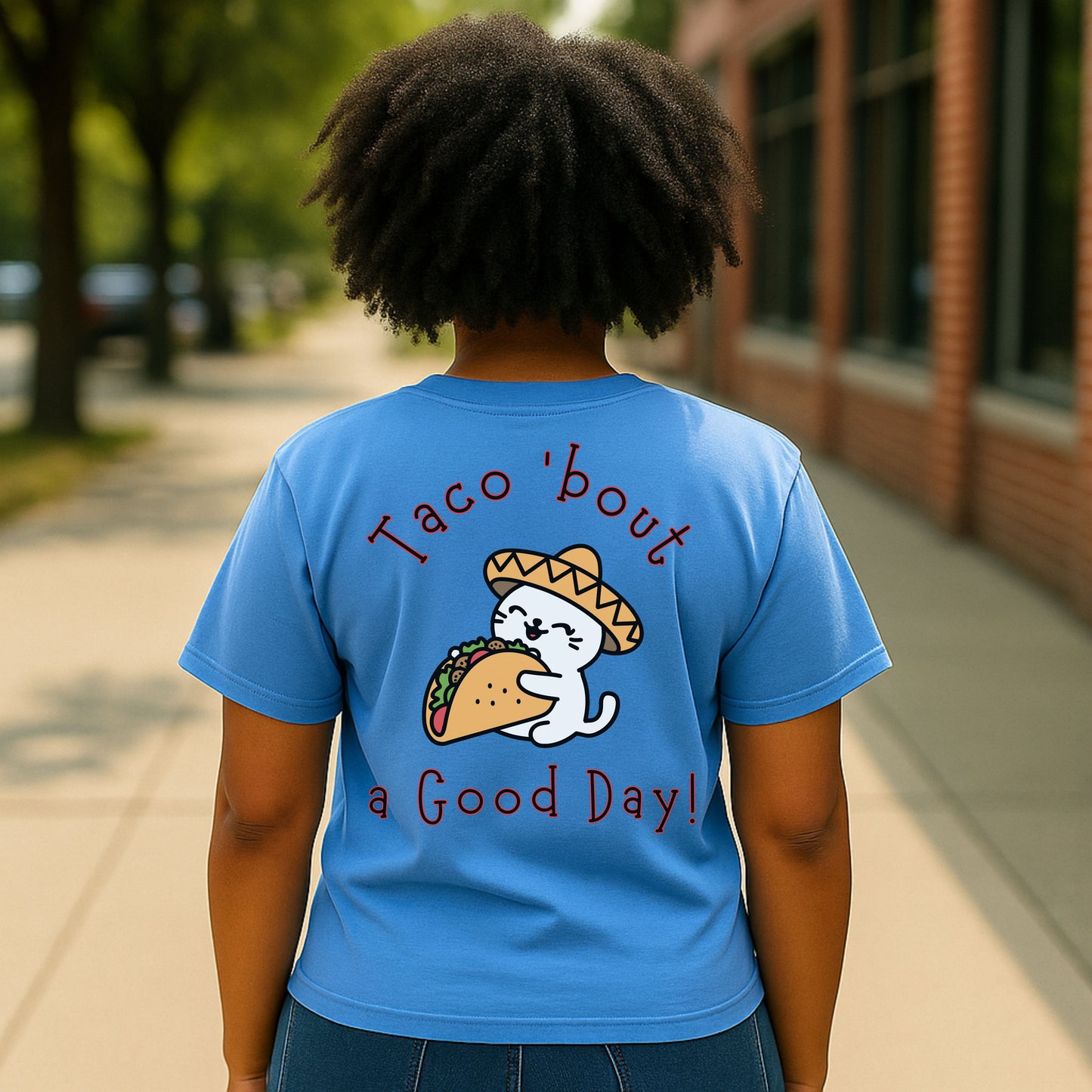 Taco 'Bout a Good Day Cat T-Shirt – Cute Sombrero Taco Cat Tee for Taco Lovers
