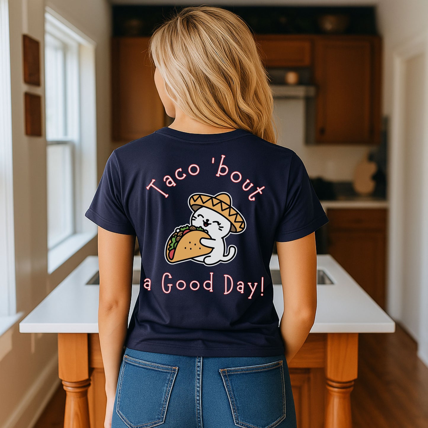 Taco 'Bout a Good Day Cat T-Shirt – Cute Sombrero Taco Cat Tee for Taco Lovers