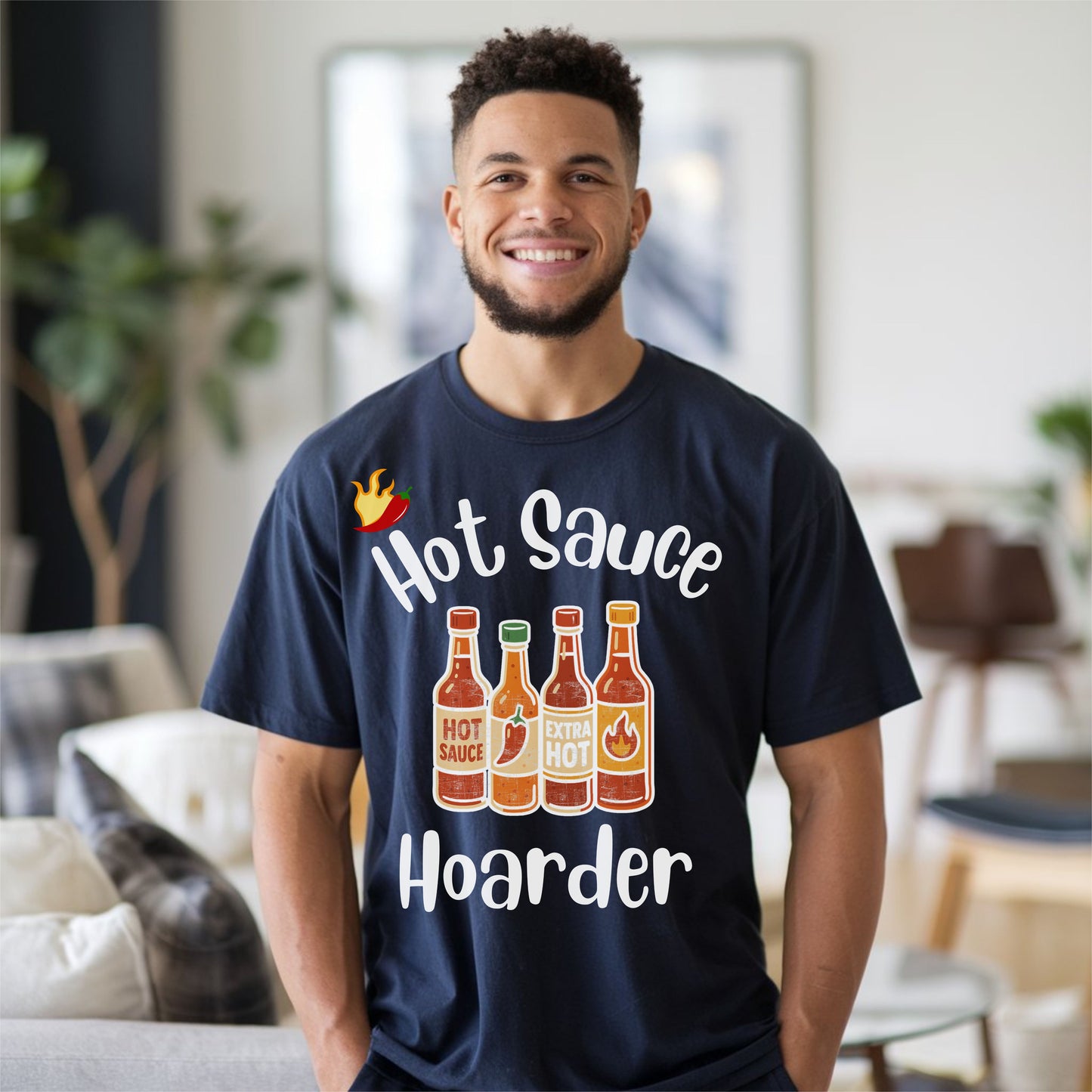 Hot Sauce Hoarder T-Shirt – Funny Spicy Foodie Gift for Hot Sauce Lovers