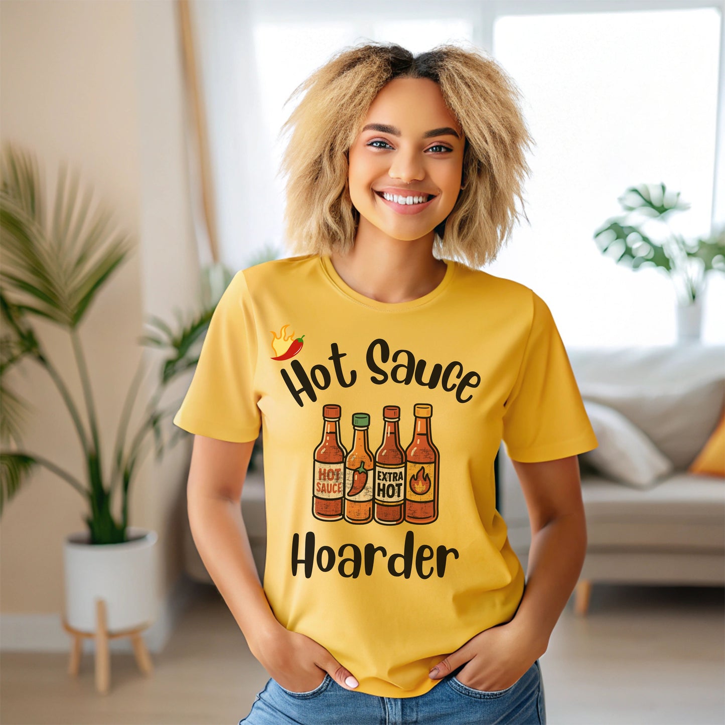 Hot Sauce Hoarder T-Shirt – Funny Spicy Foodie Gift for Hot Sauce Lovers