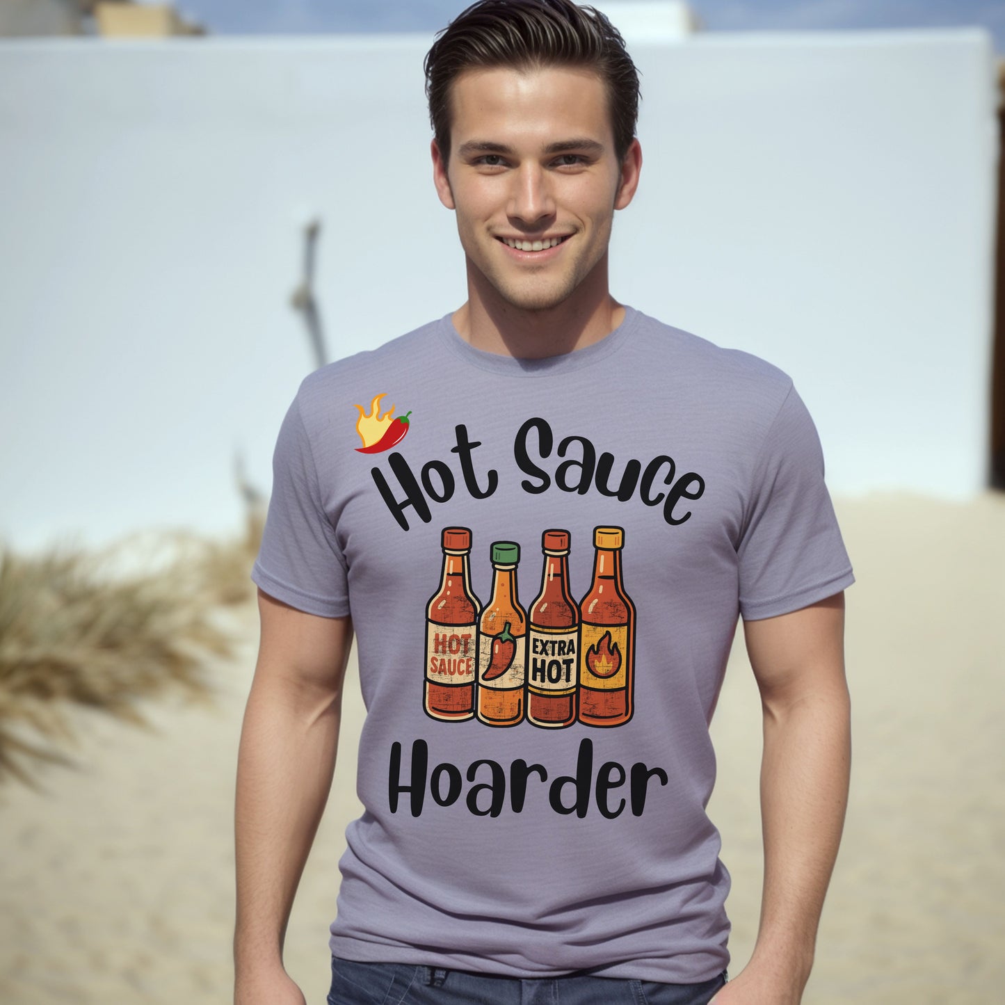Hot Sauce Hoarder T-Shirt – Funny Spicy Foodie Gift for Hot Sauce Lovers