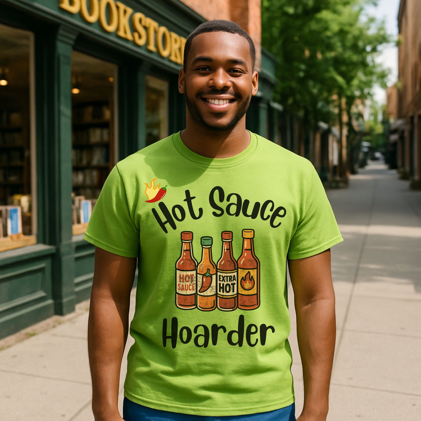 Hot Sauce Hoarder T-Shirt – Funny Spicy Foodie Gift for Hot Sauce Lovers