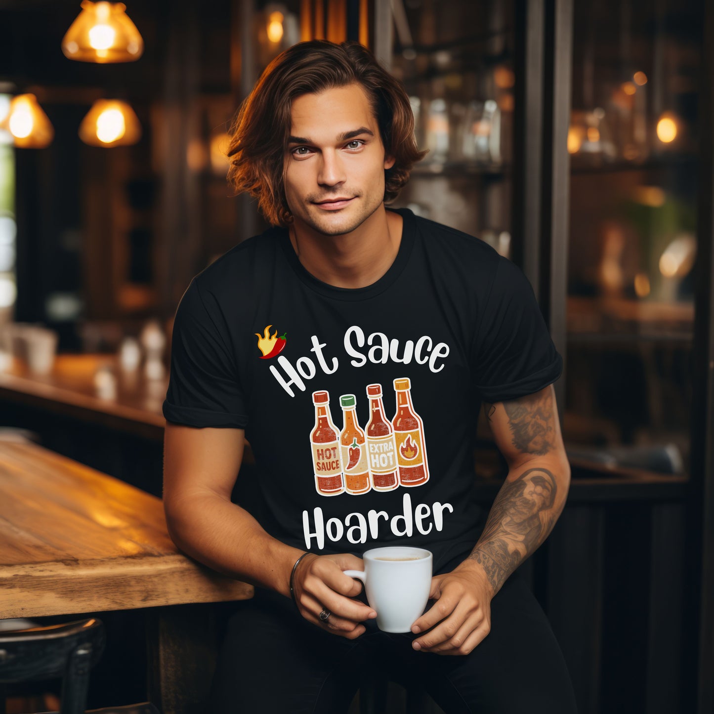 Hot Sauce Hoarder T-Shirt – Funny Spicy Foodie Gift for Hot Sauce Lovers