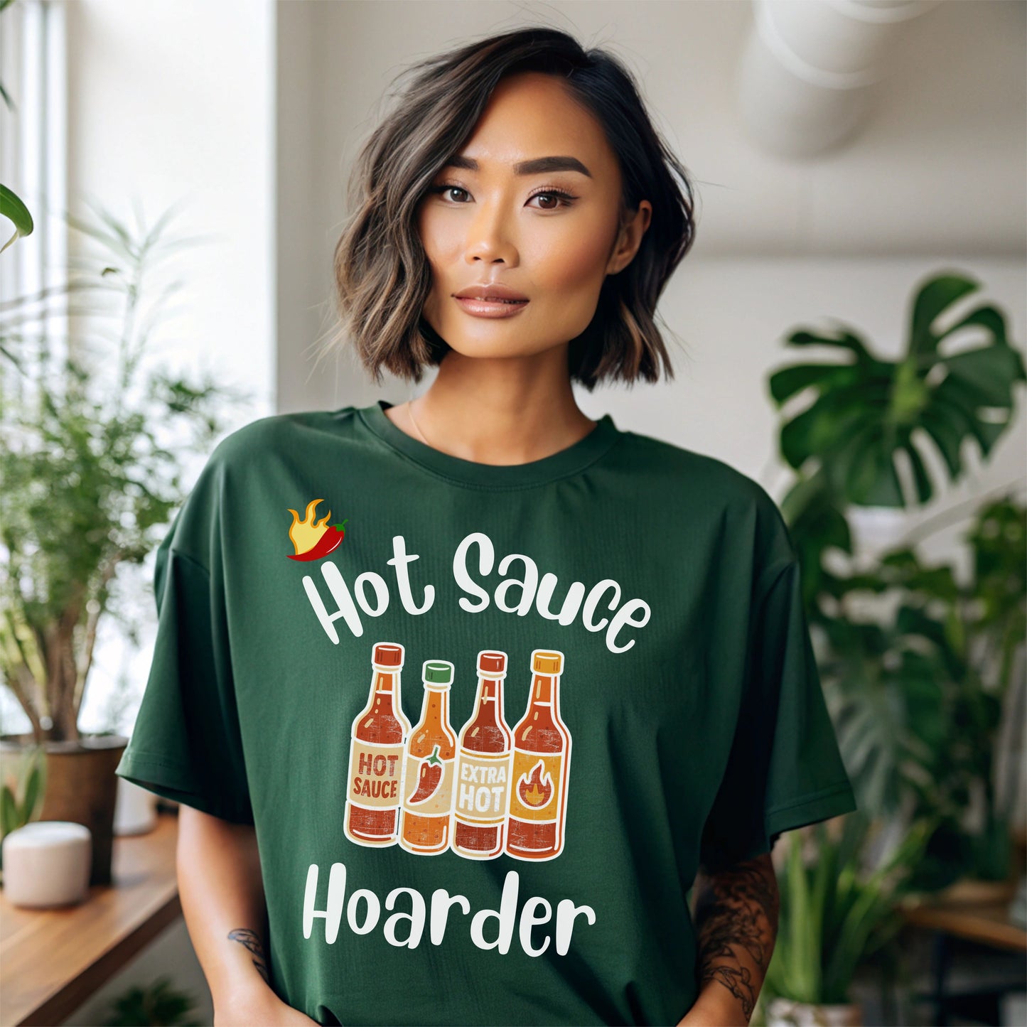 Hot Sauce Hoarder T-Shirt – Funny Spicy Foodie Gift for Hot Sauce Lovers