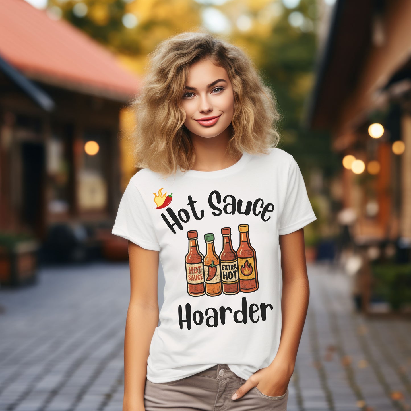 Hot Sauce Hoarder T-Shirt – Funny Spicy Foodie Gift for Hot Sauce Lovers