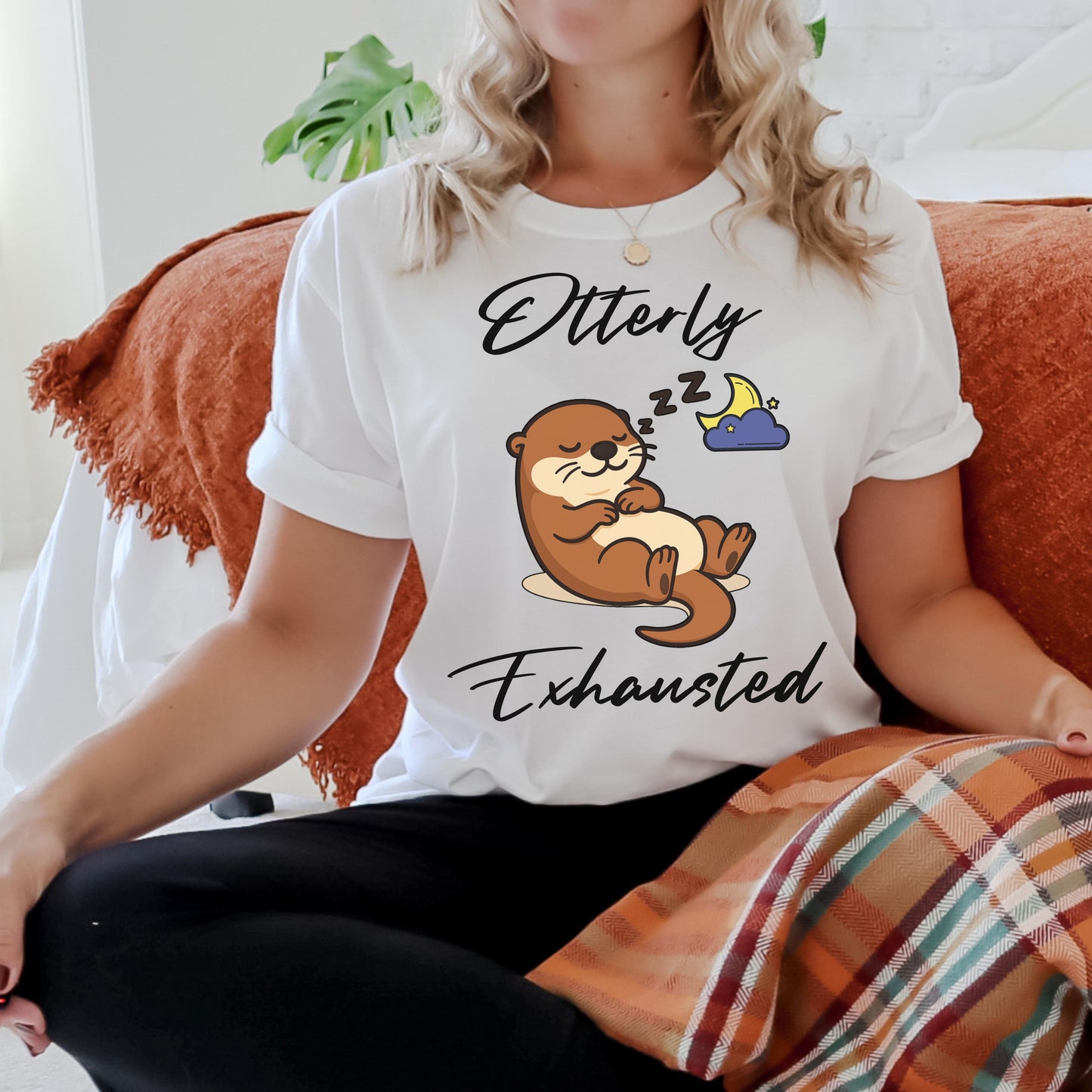 Otterly Exhausted T-Shirt, Cute Animal Tee, Gift for Parents, Relaxed Vibe, Casual Wear, Cute Sleepy Otter Shirt