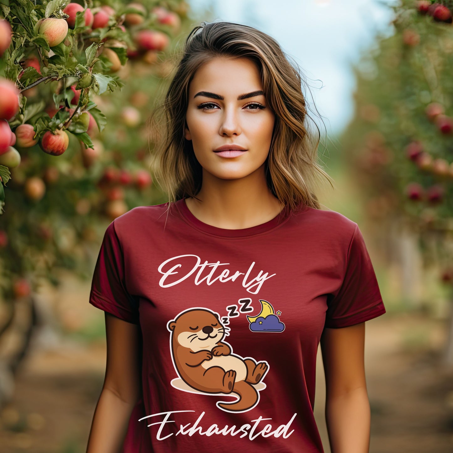 Otterly Exhausted T-Shirt, Cute Animal Tee, Gift for Parents, Relaxed Vibe, Casual Wear, Cute Sleepy Otter Shirt