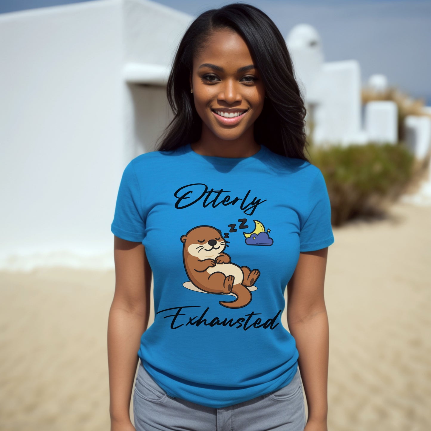 Otterly Exhausted T-Shirt, Cute Animal Tee, Gift for Parents, Relaxed Vibe, Casual Wear, Cute Sleepy Otter Shirt