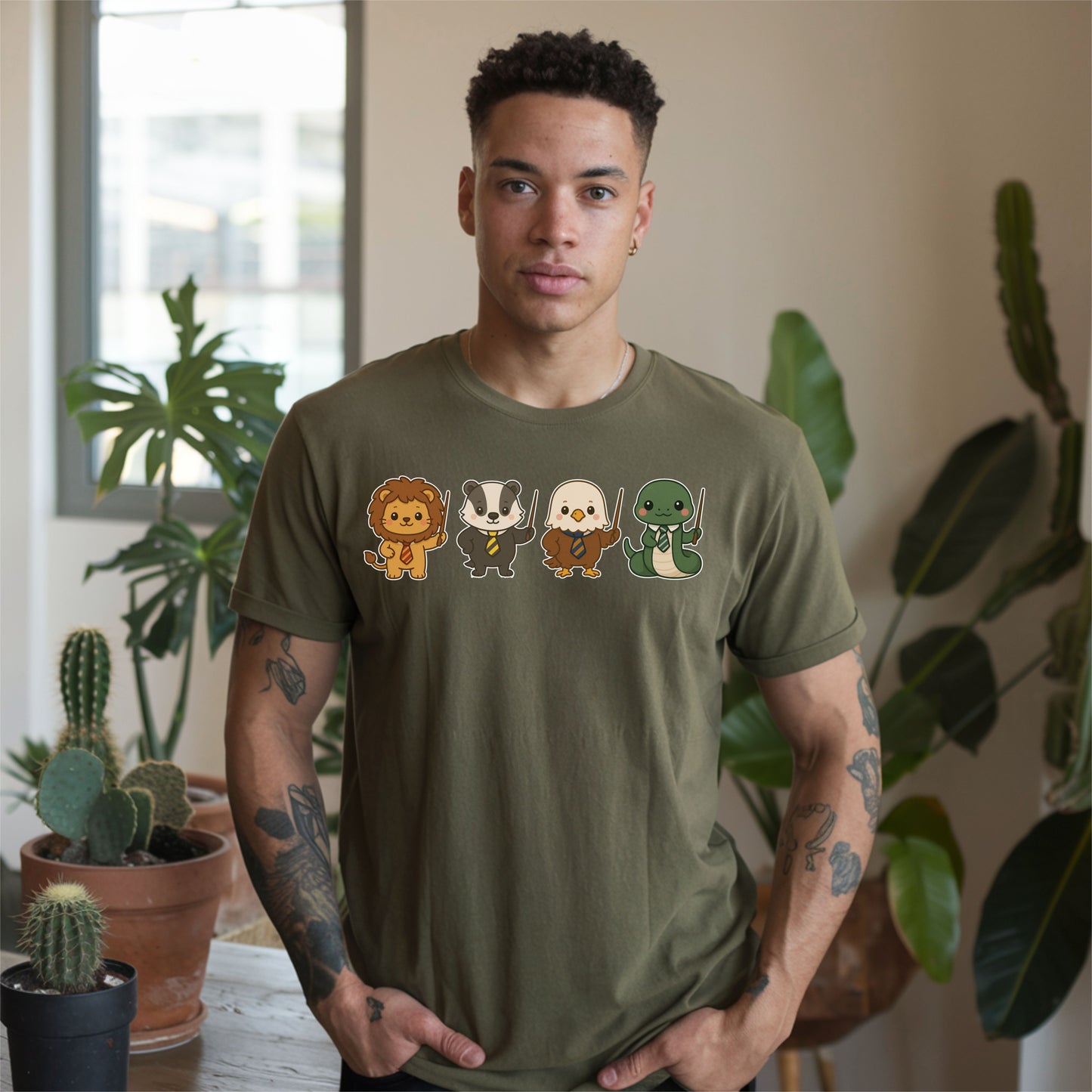 Cute Wizard Animal Mascots T-Shirt – Magical Creatures Tee
