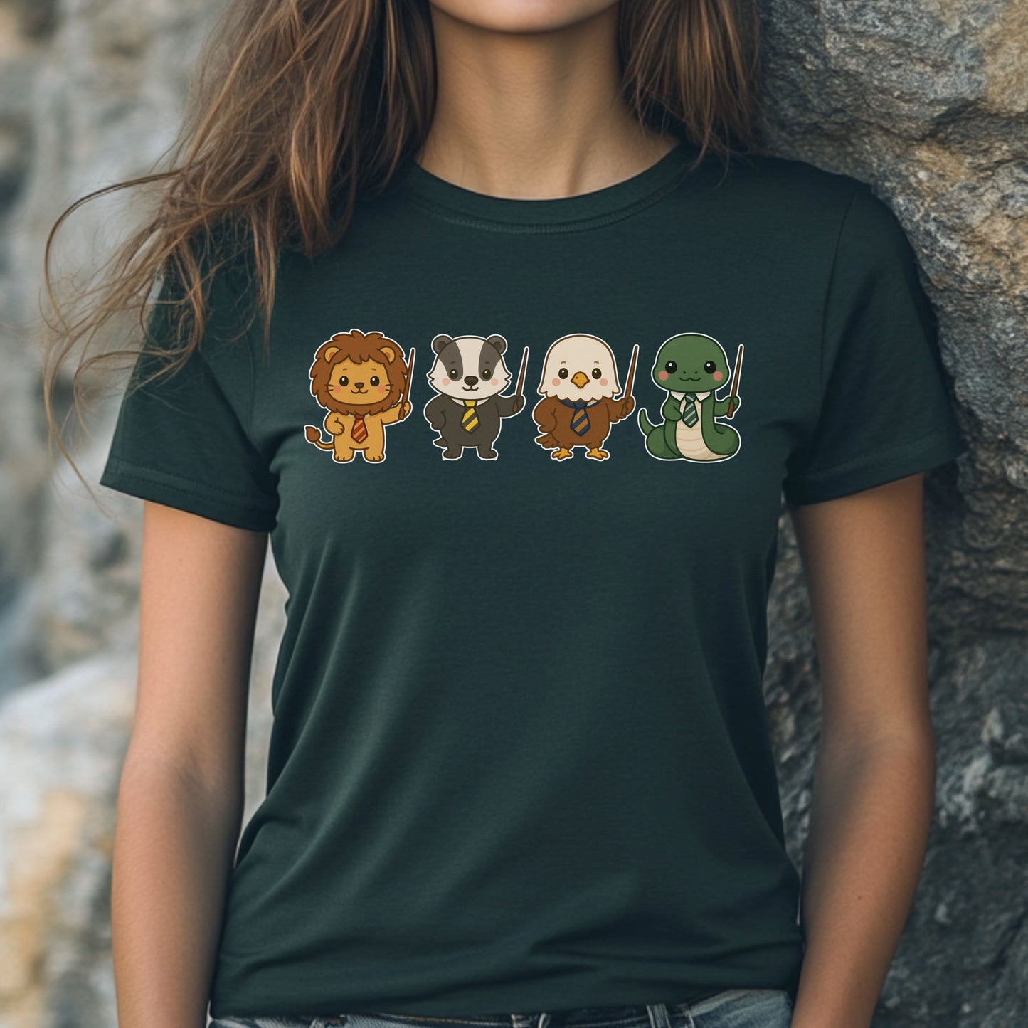 Cute Wizard Animal Mascots T-Shirt – Magical Creatures Tee