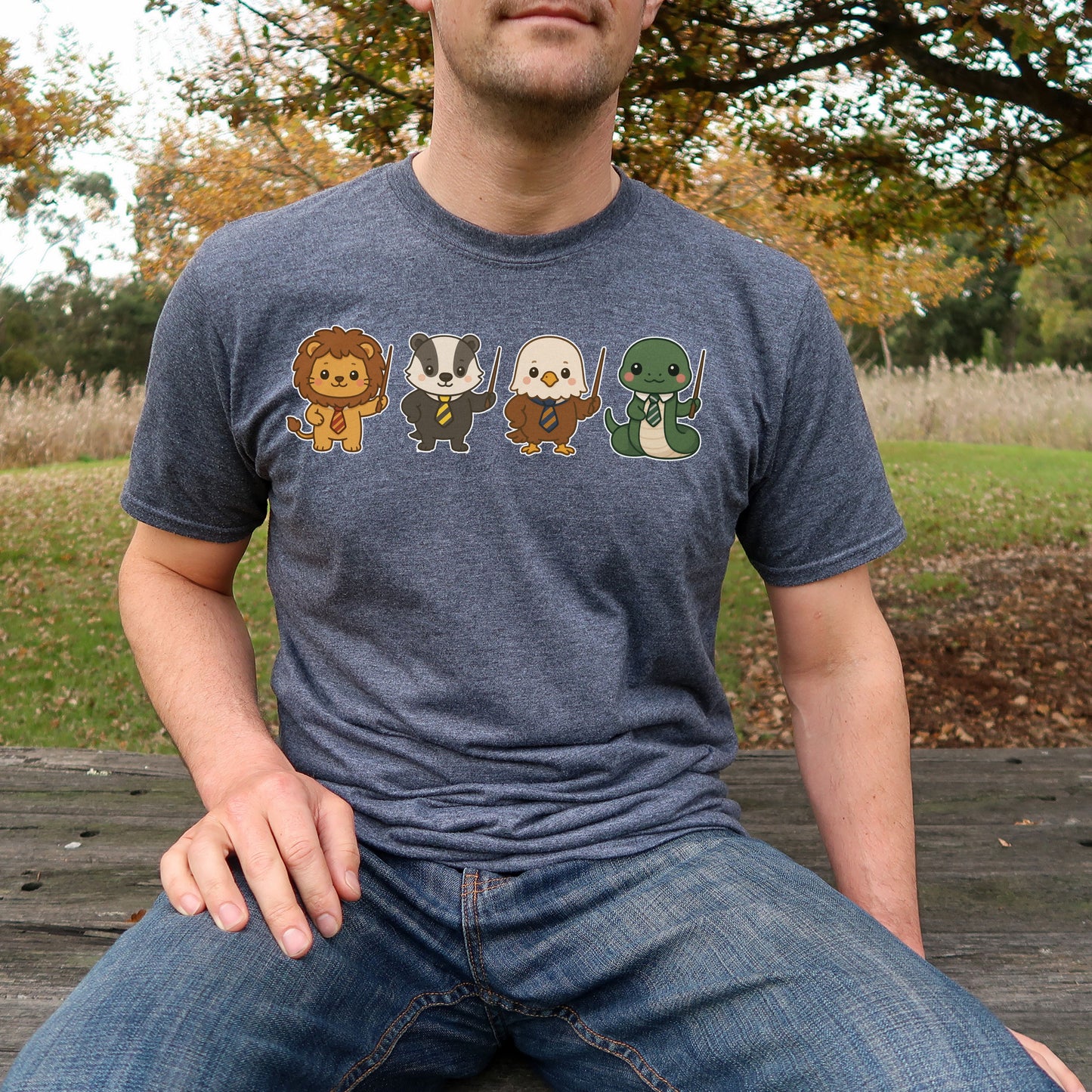 Cute Wizard Animal Mascots T-Shirt – Magical Creatures Tee