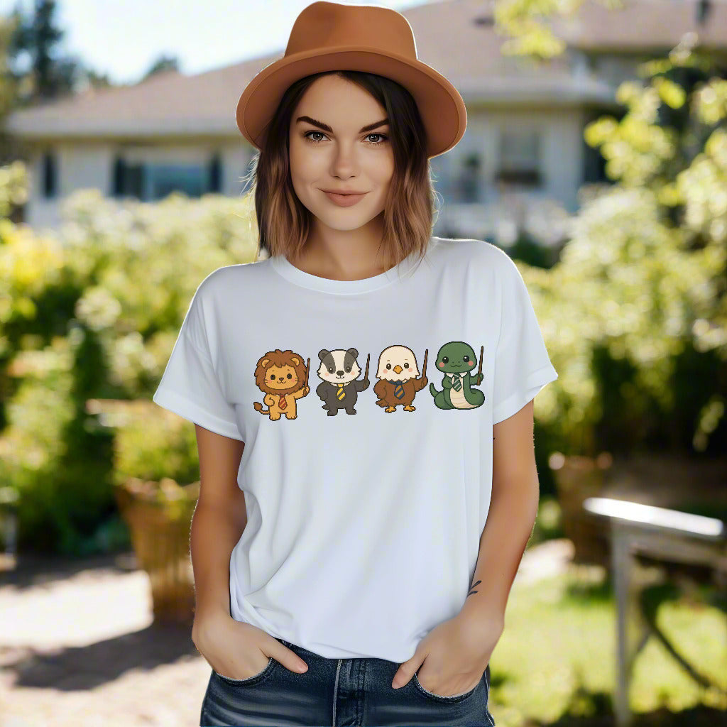 Cute Wizard Animal Mascots T-Shirt – Magical Creatures Tee