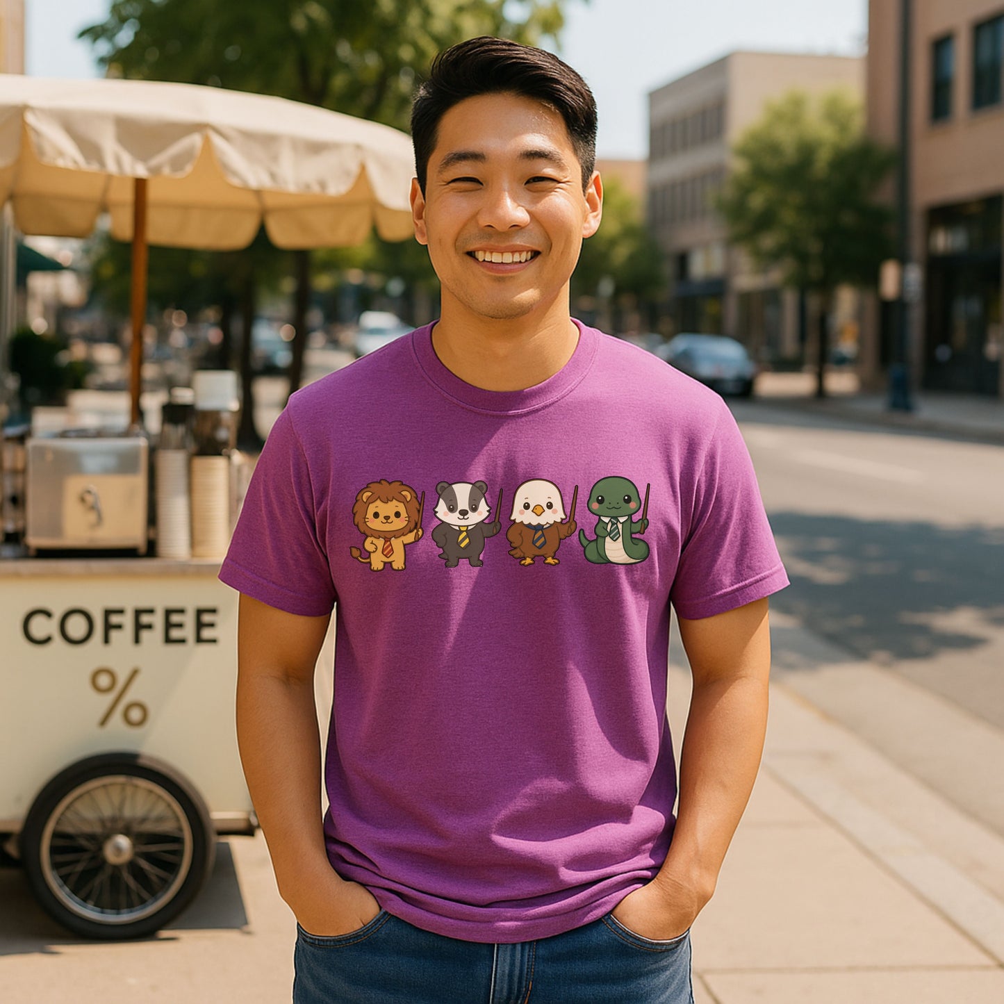 Cute Wizard Animal Mascots T-Shirt – Magical Creatures Tee