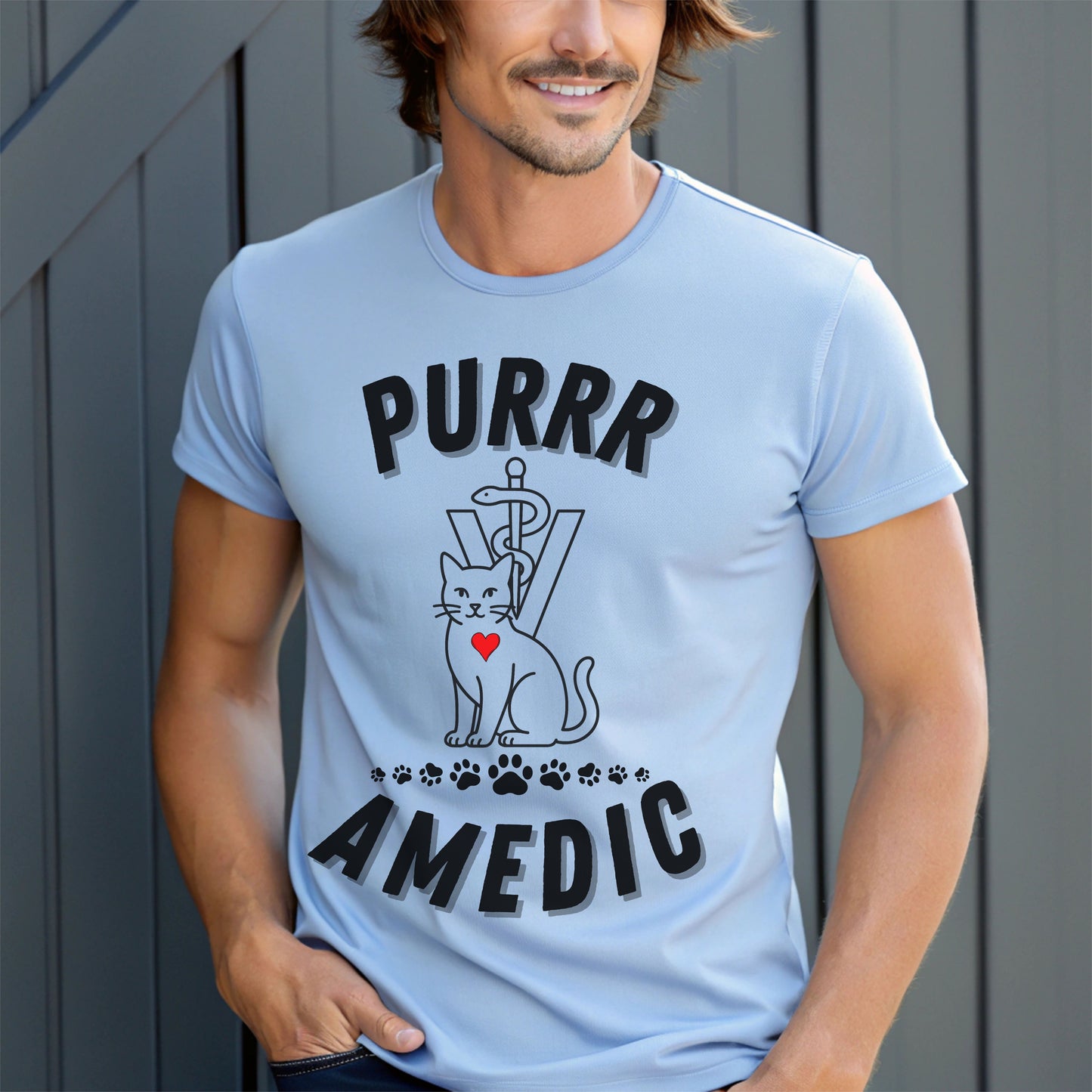 Purramedic Cat Lover T-Shirt – Funny Vet Tech Gift & Animal Rescue Tee