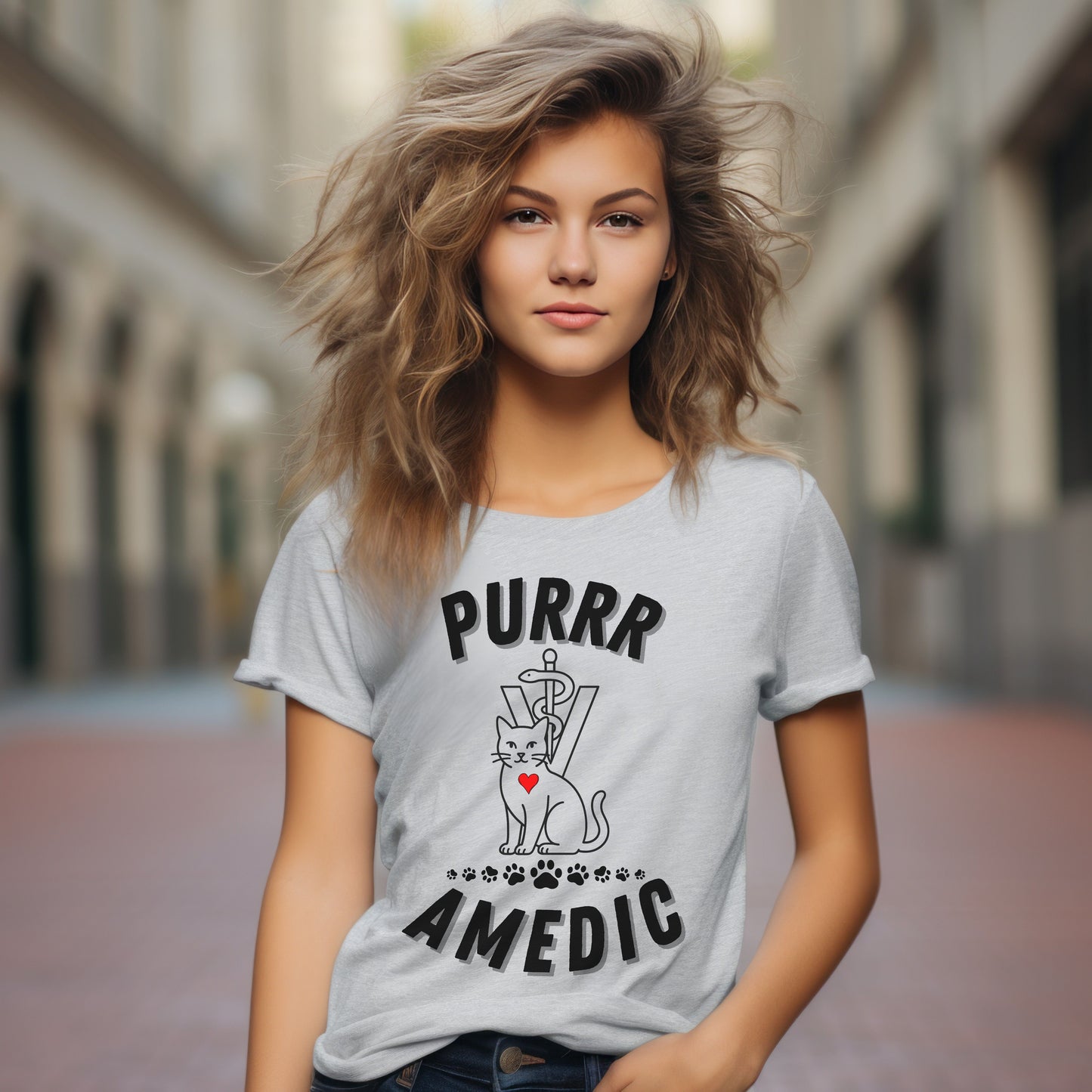 Purramedic Cat Lover T-Shirt – Funny Vet Tech Gift & Animal Rescue Tee