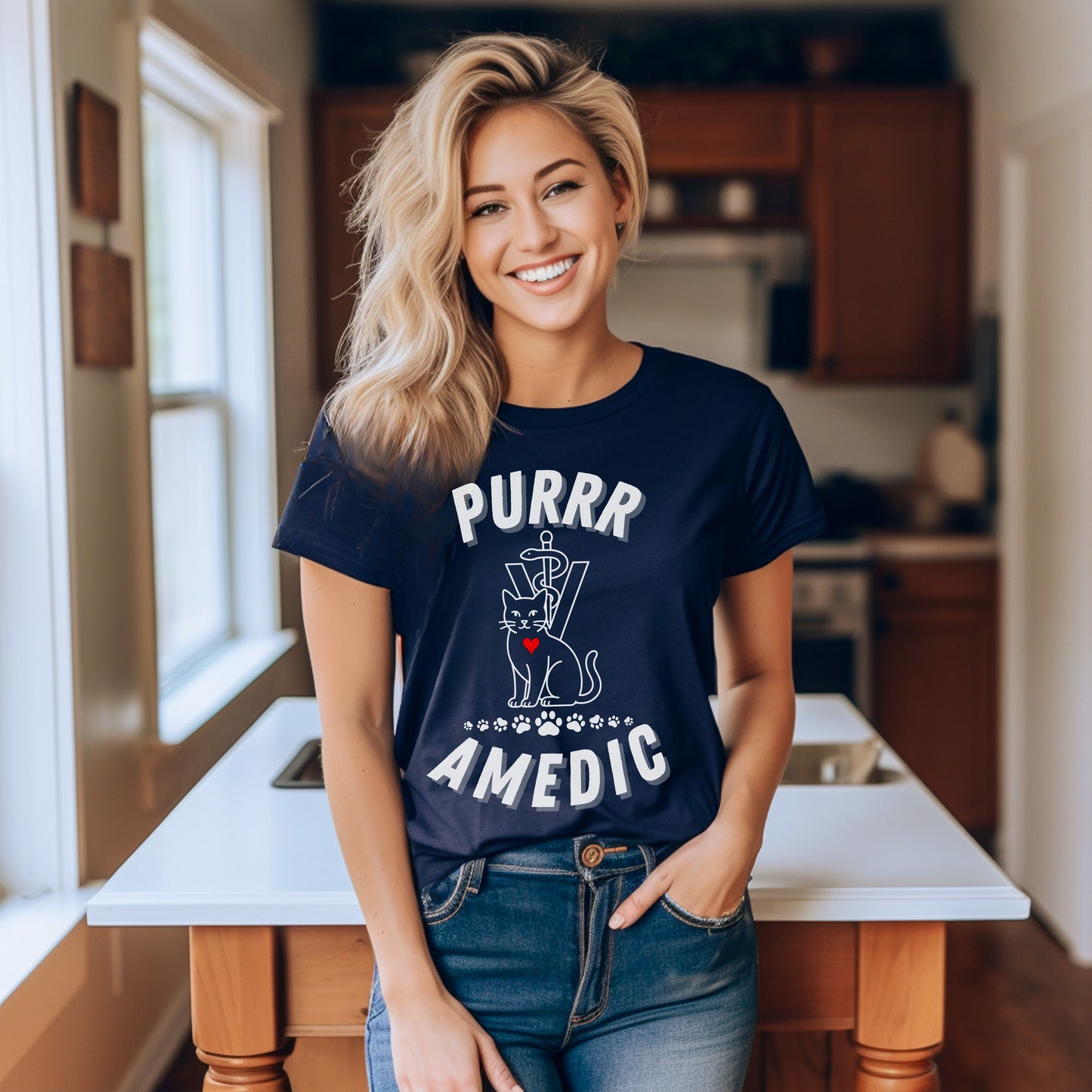 Purramedic Cat Lover T-Shirt – Funny Vet Tech Gift & Animal Rescue Tee
