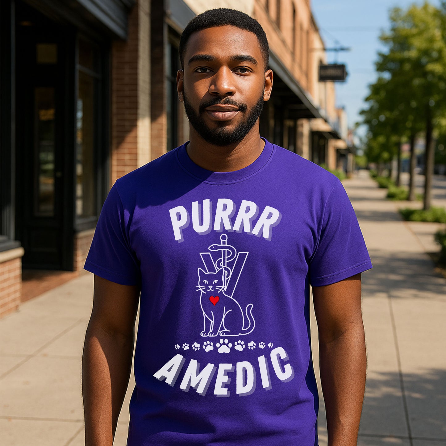 Purramedic Cat Lover T-Shirt – Funny Vet Tech Gift & Animal Rescue Tee