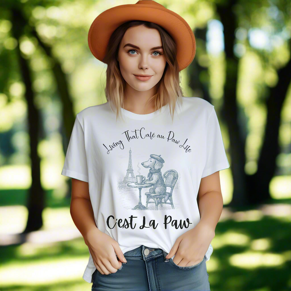 C'est La Paw – Paris Dog T-Shirt, Cute French Café Pup Tee & Gift for Animal Lovers