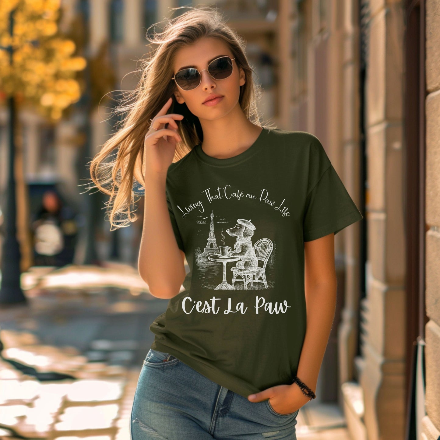 C'est La Paw – Paris Dog T-Shirt, Cute French Café Pup Tee & Gift for Animal Lovers