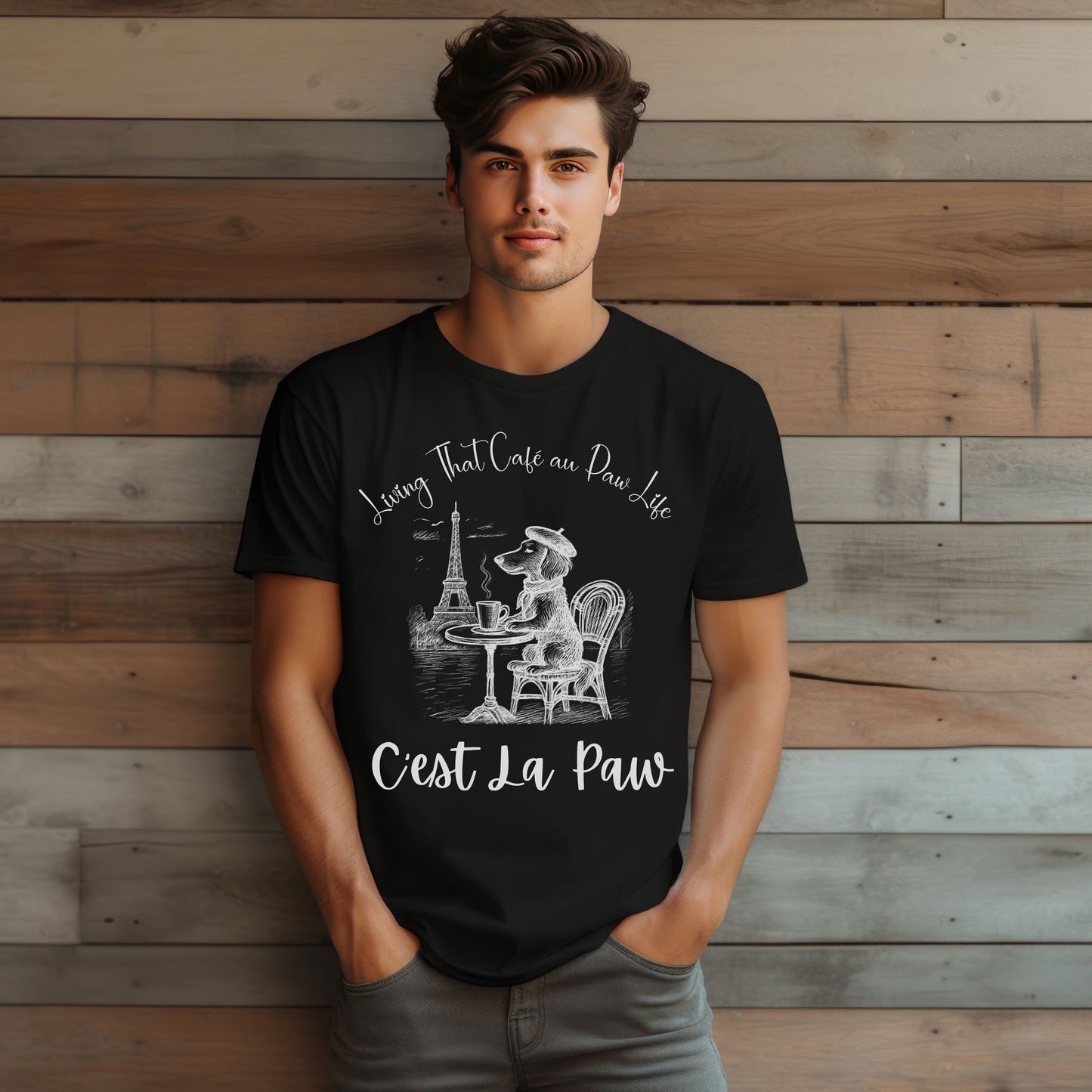 C'est La Paw – Paris Dog T-Shirt, Cute French Café Pup Tee & Gift for Animal Lovers