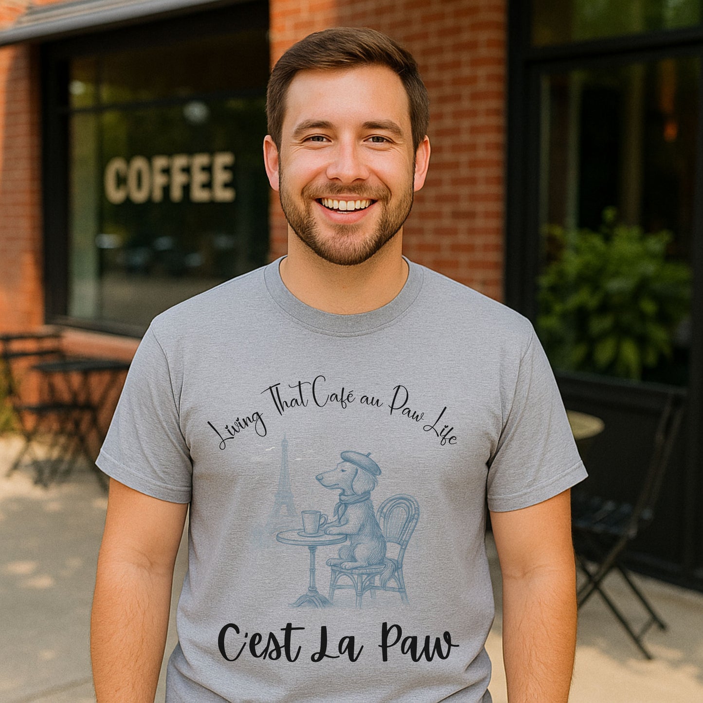 C'est La Paw – Paris Dog T-Shirt, Cute French Café Pup Tee & Gift for Animal Lovers