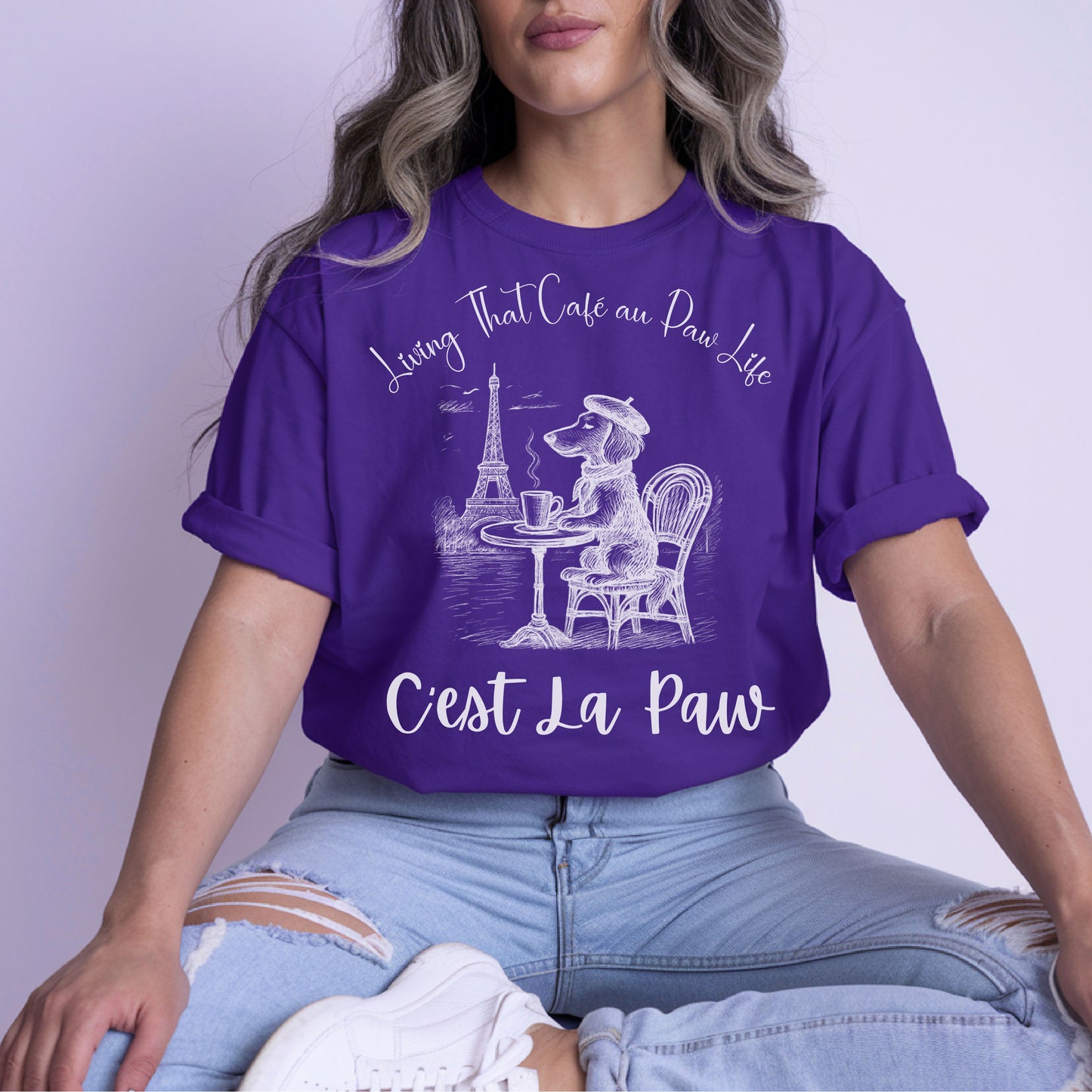C'est La Paw – Paris Dog T-Shirt, Cute French Café Pup Tee & Gift for Animal Lovers