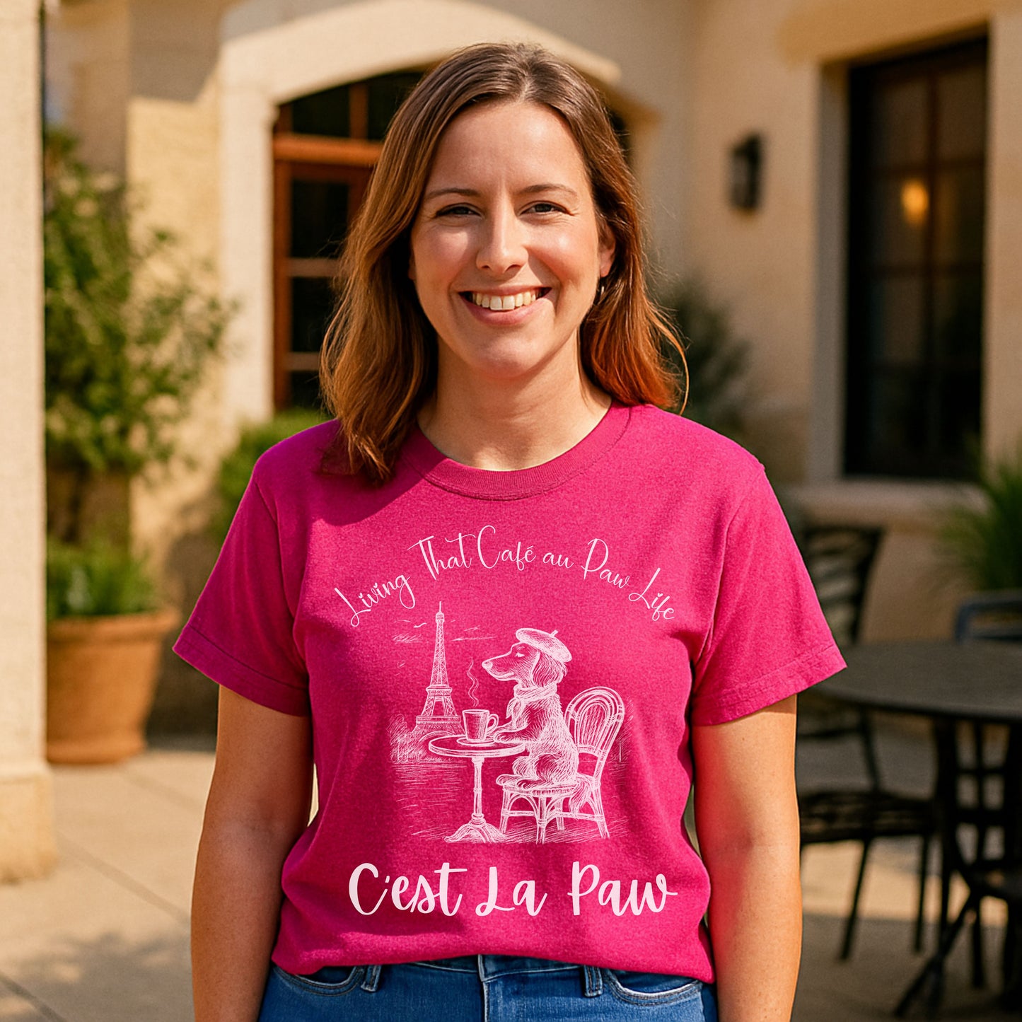 C'est La Paw – Paris Dog T-Shirt, Cute French Café Pup Tee & Gift for Animal Lovers