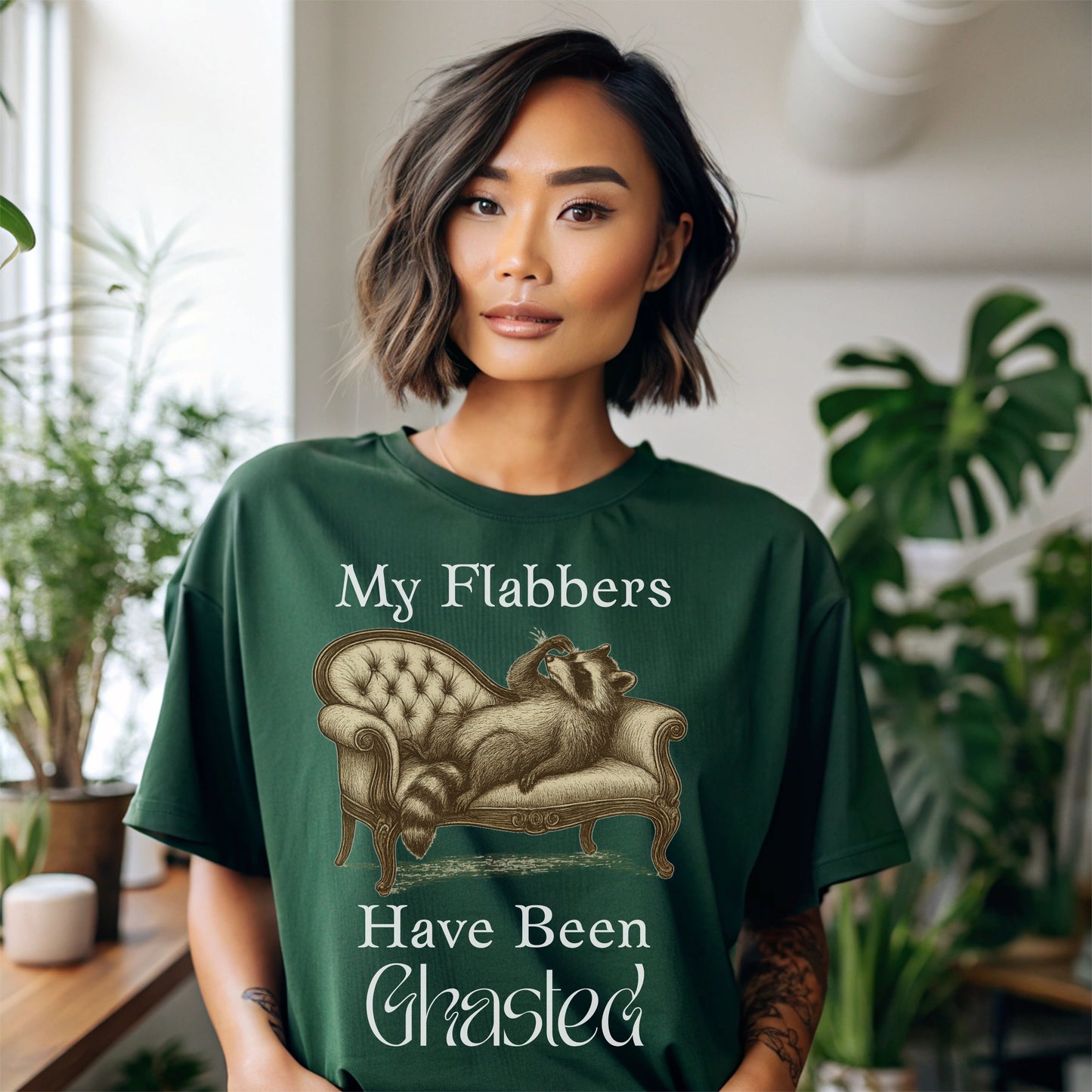 My Flabbers Have Been Ghasted Raccoon T-Shirt – Funny Vintage-Style Animal Tee, Sarcastic Retro Shirt for Introverts & Humor Lovers