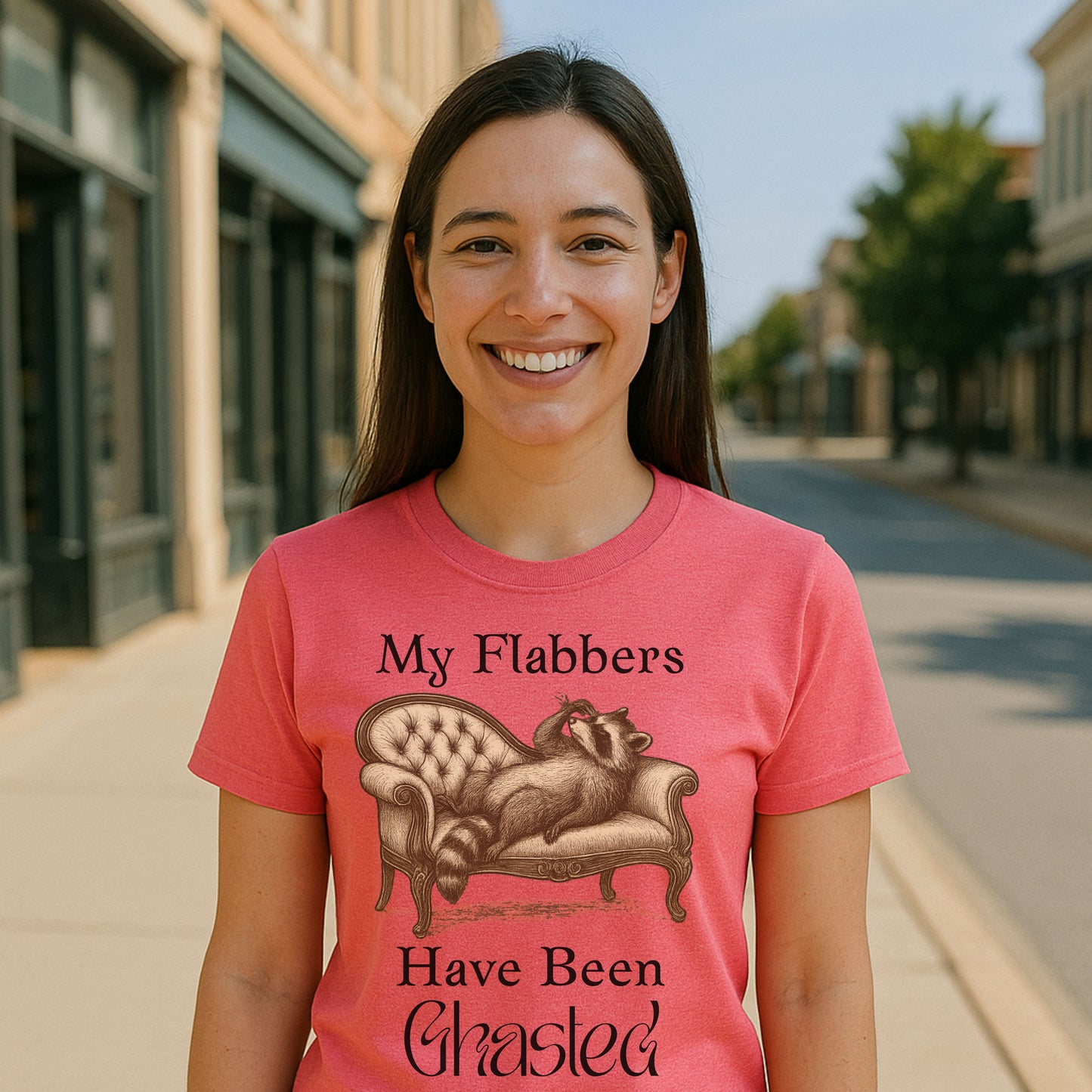 My Flabbers Have Been Ghasted Raccoon T-Shirt – Funny Vintage-Style Animal Tee, Sarcastic Retro Shirt for Introverts & Humor Lovers