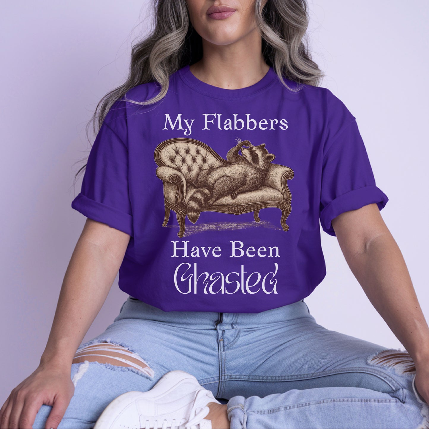 My Flabbers Have Been Ghasted Raccoon T-Shirt – Funny Vintage-Style Animal Tee, Sarcastic Retro Shirt for Introverts & Humor Lovers