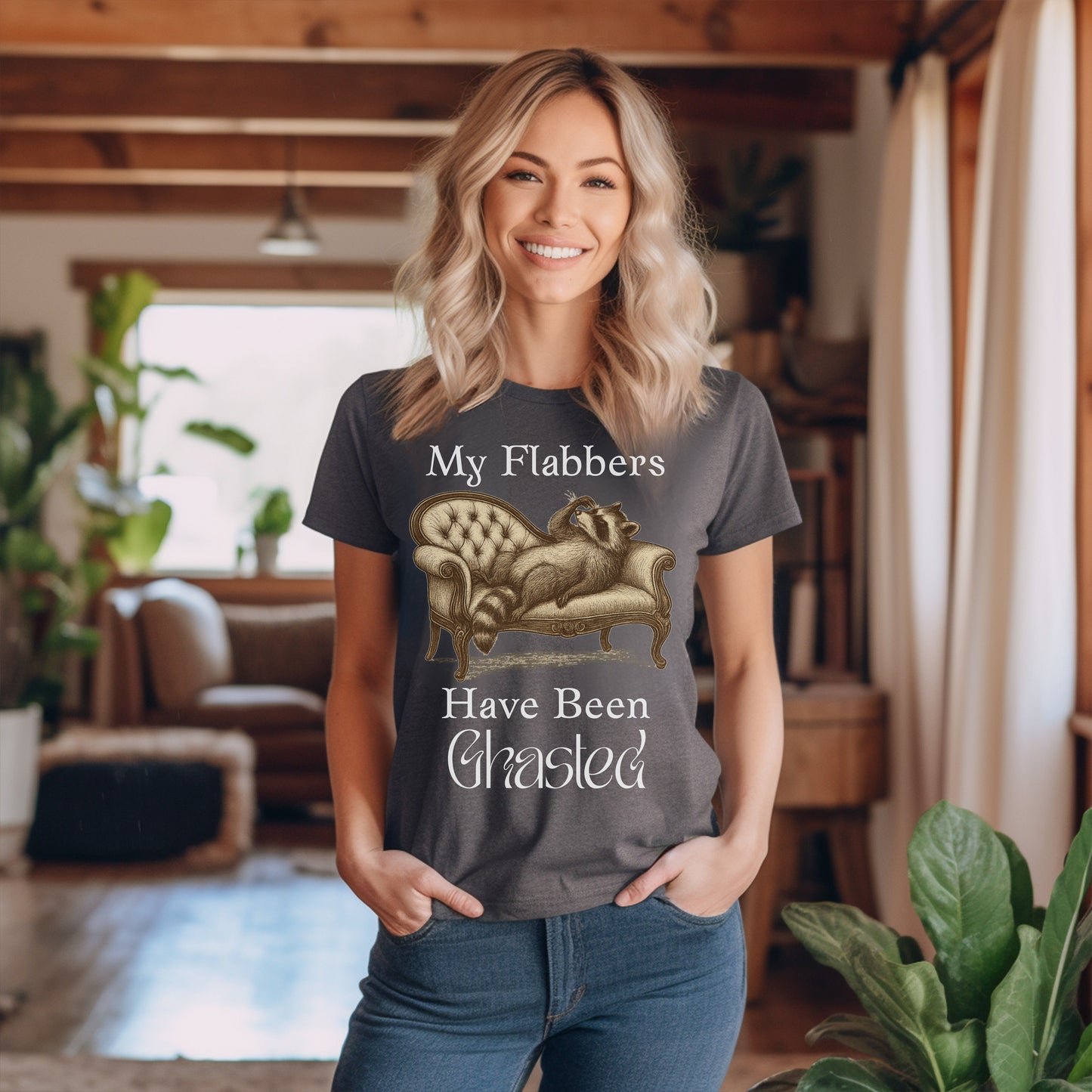 My Flabbers Have Been Ghasted Raccoon T-Shirt – Funny Vintage-Style Animal Tee, Sarcastic Retro Shirt for Introverts & Humor Lovers