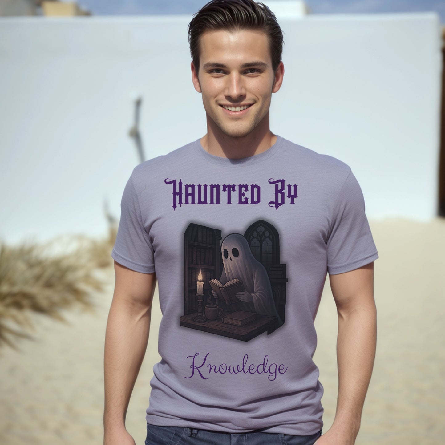 Haunted by Knowledge T-Shirt – Dark Academia Ghost Shirt for Book Lovers & Scholars