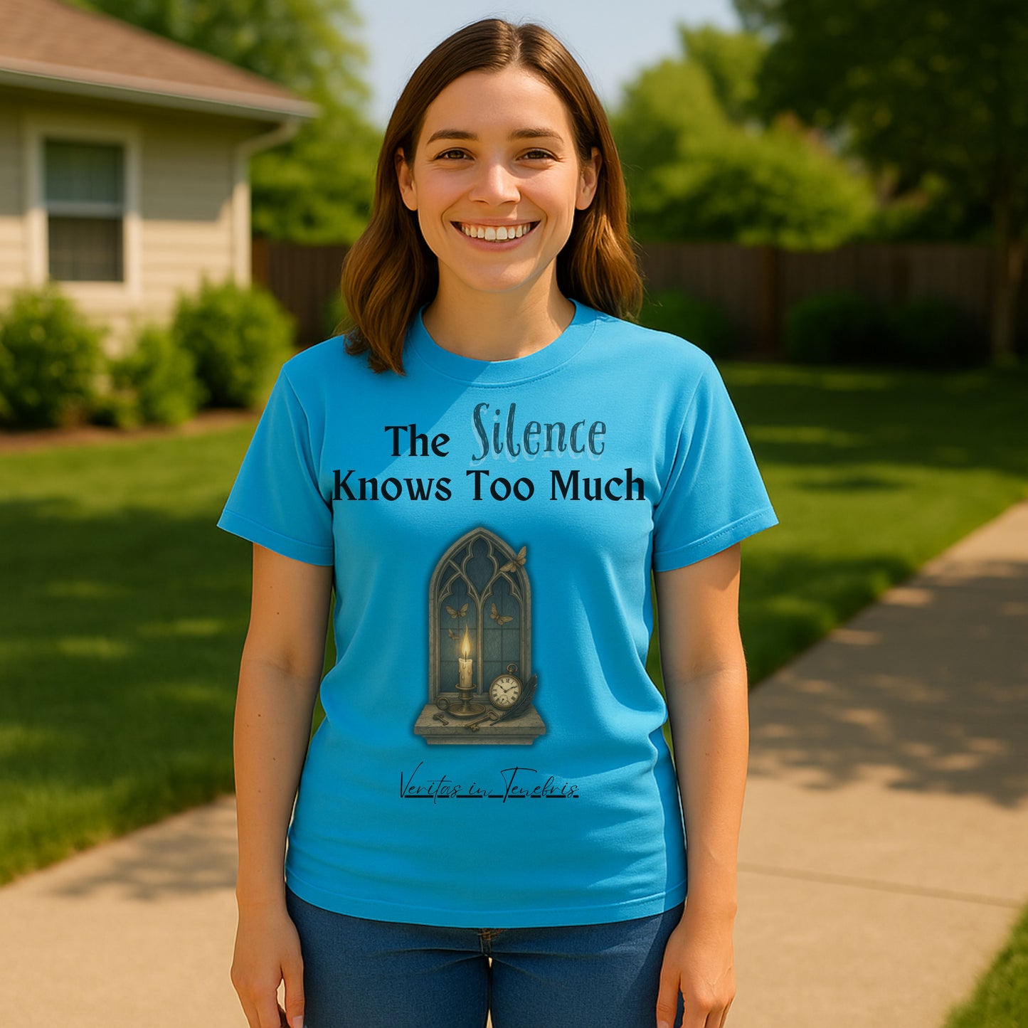 The Silence Knows Too Much T-Shirt – Dark Academia Candle & Clock Aesthetic Tee