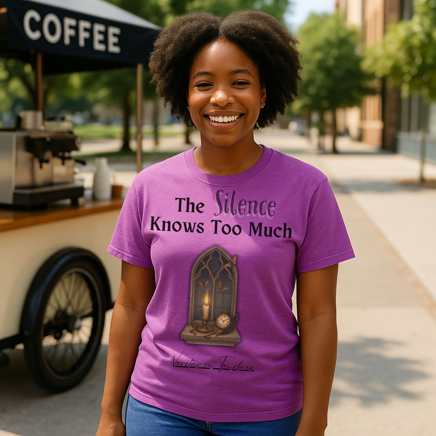 The Silence Knows Too Much T-Shirt – Dark Academia Candle & Clock Aesthetic Tee